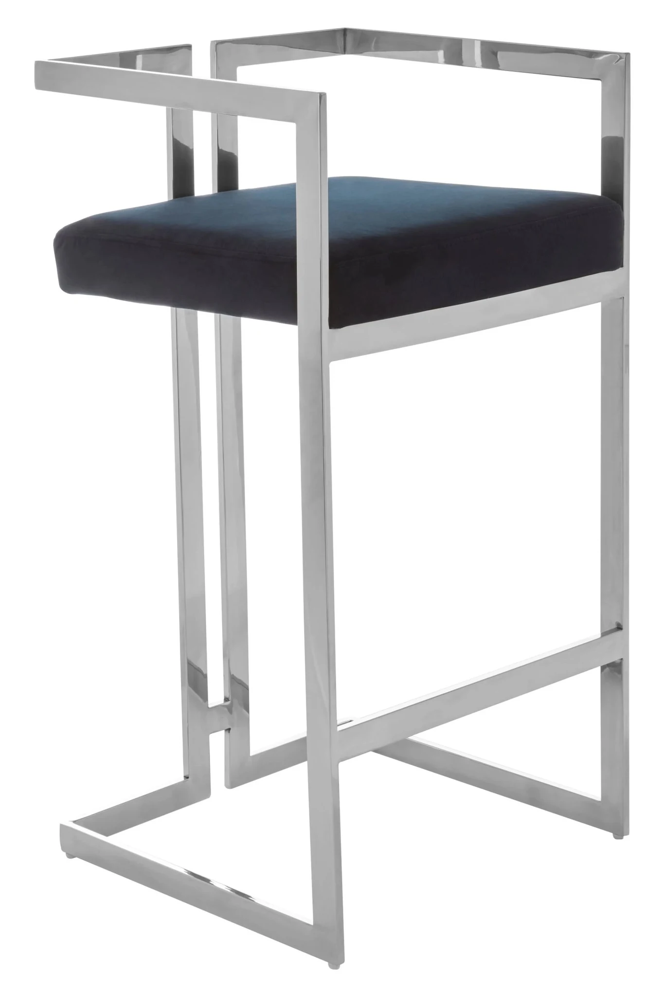 Azalea Black Velvet and Silver Frame Bar Chair - Seating, photo 5 of 7