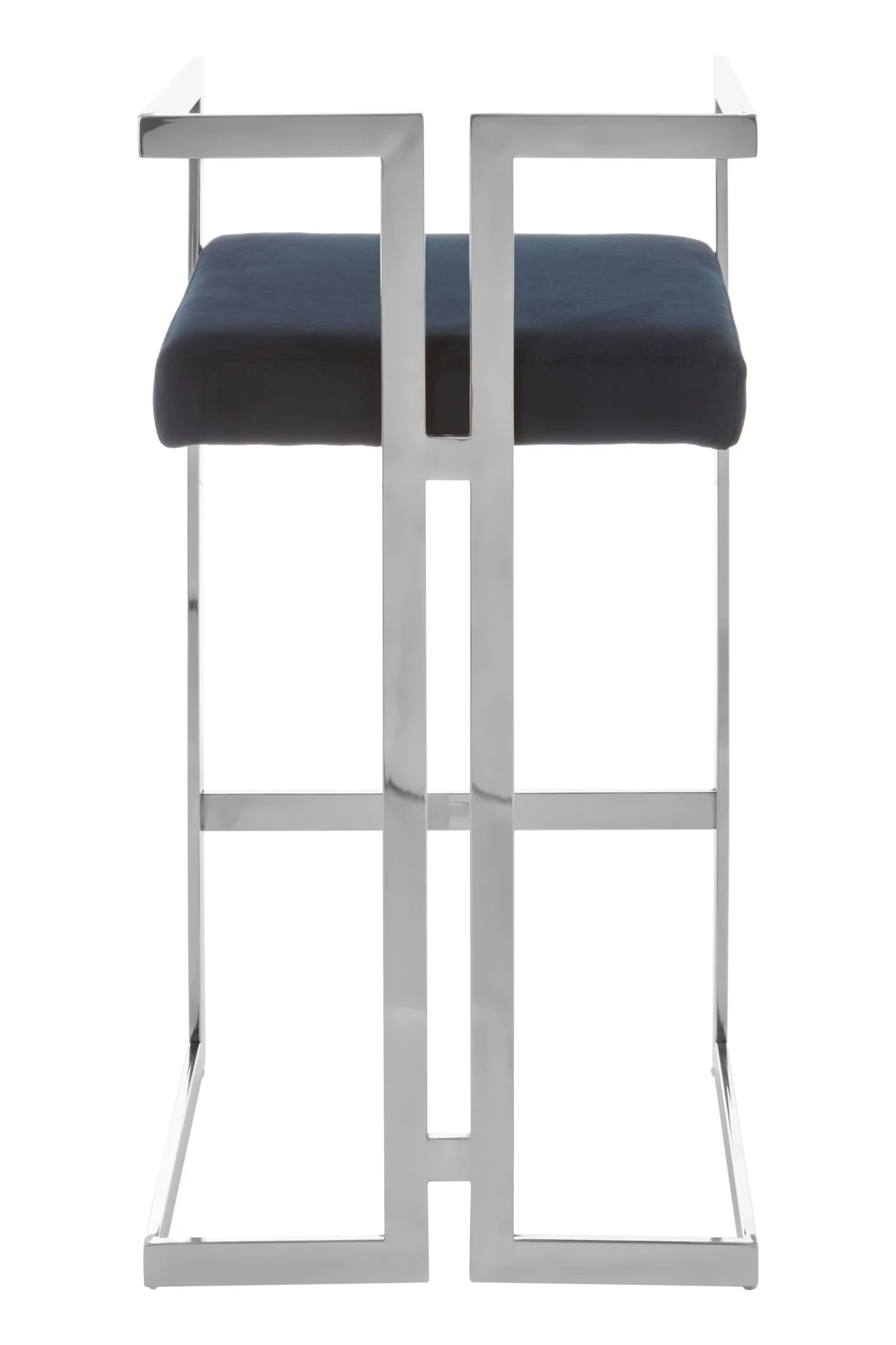 Azalea Black Velvet and Silver Frame Bar Chair - Seating, photo 3 of 7