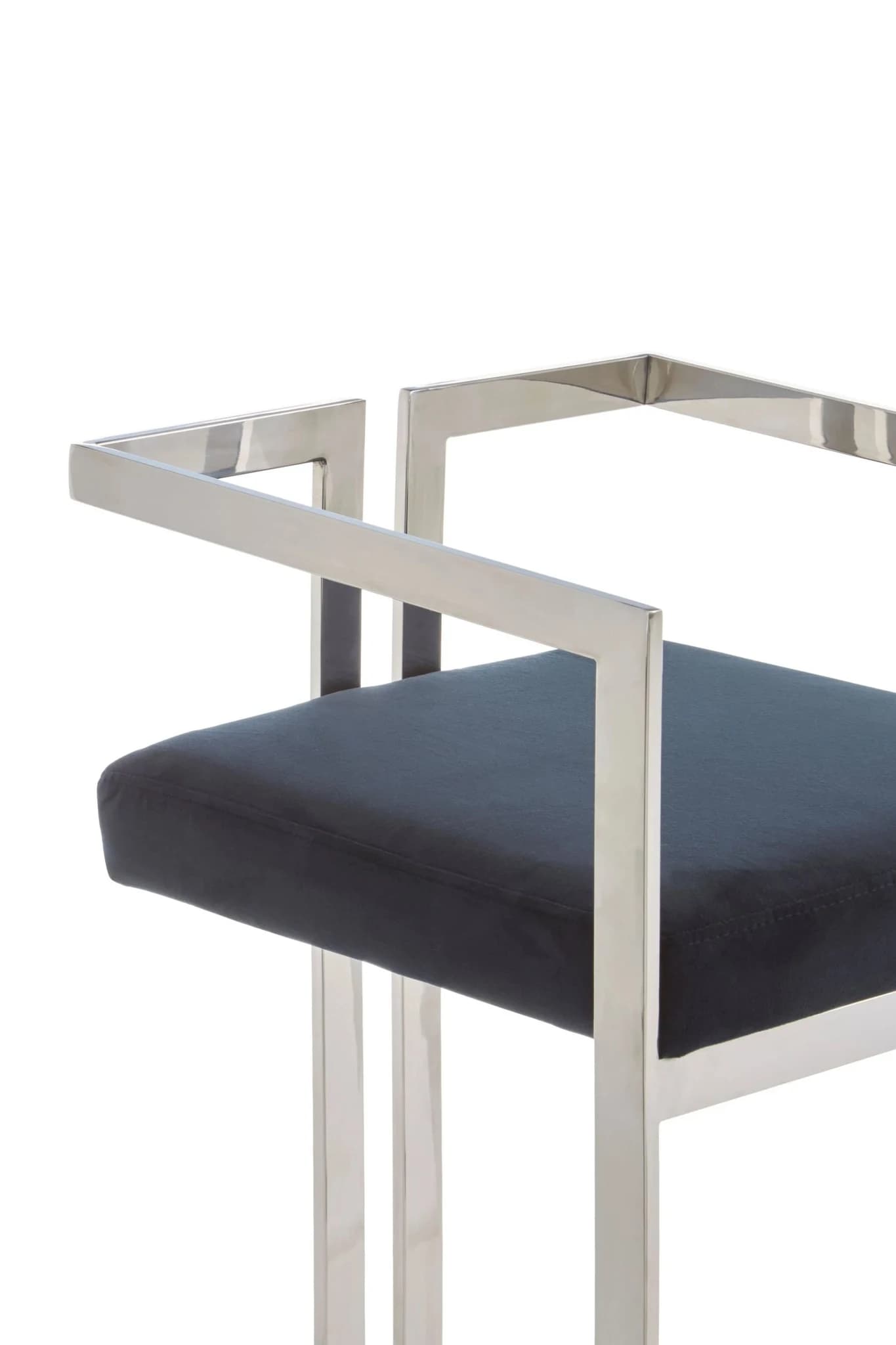 Azalea Black Velvet and Silver Frame Bar Chair - Seating, photo 7 of 7