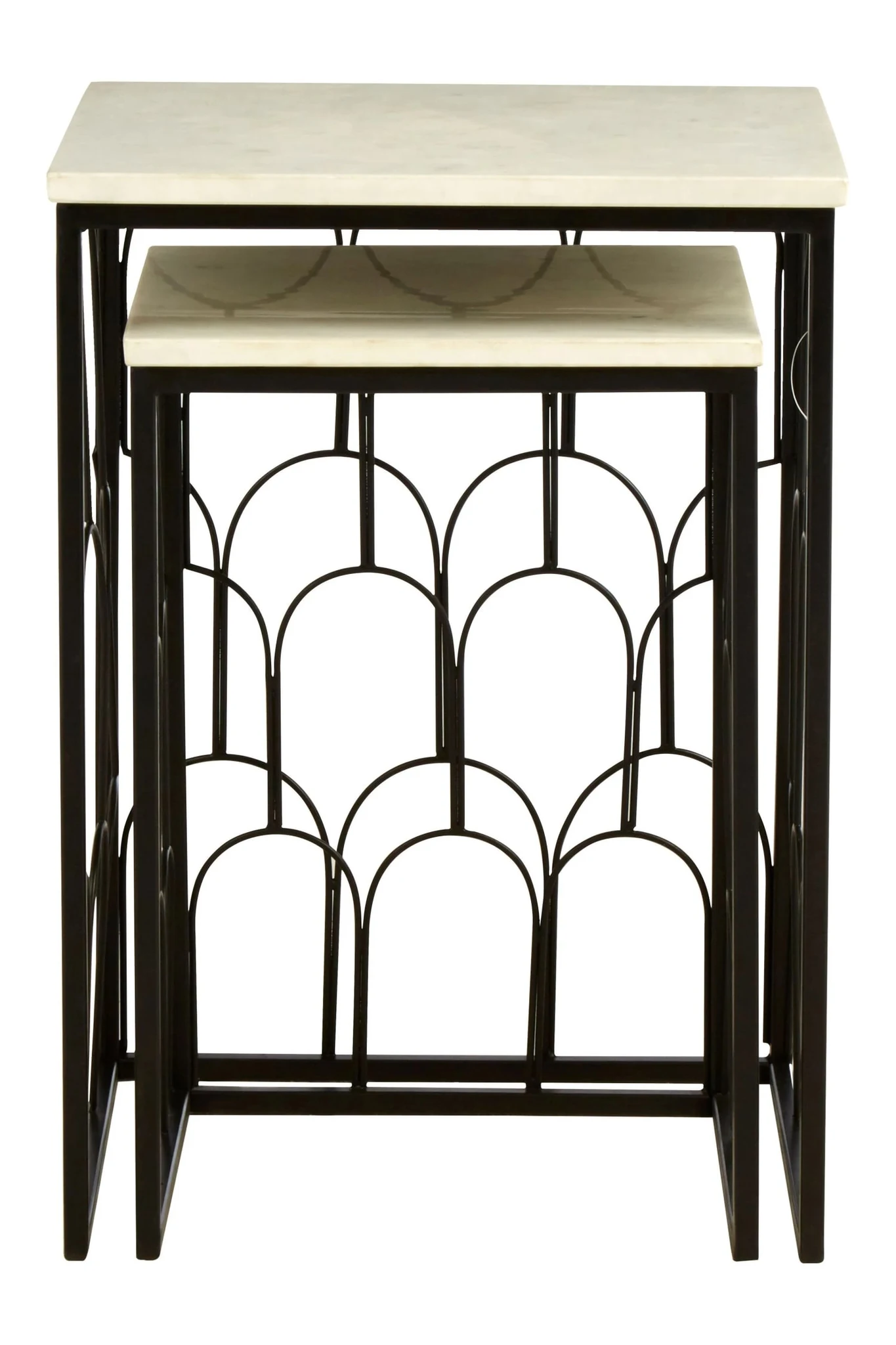 Templar White Marble and Black Base Set of 2 Nesting Tables - Tables, photo 3 of 6