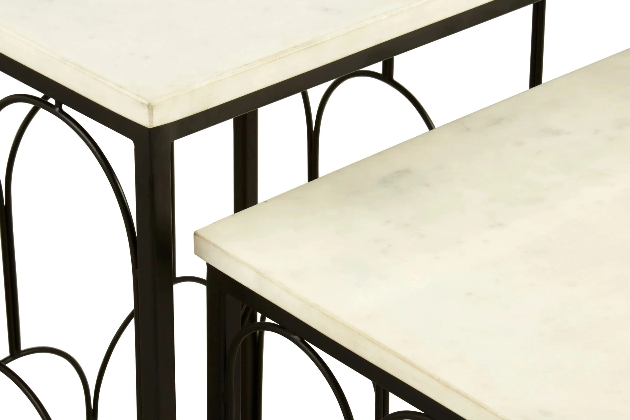 Templar White Marble and Black Base Set of 2 Nesting Tables - Tables, photo 6 of 6