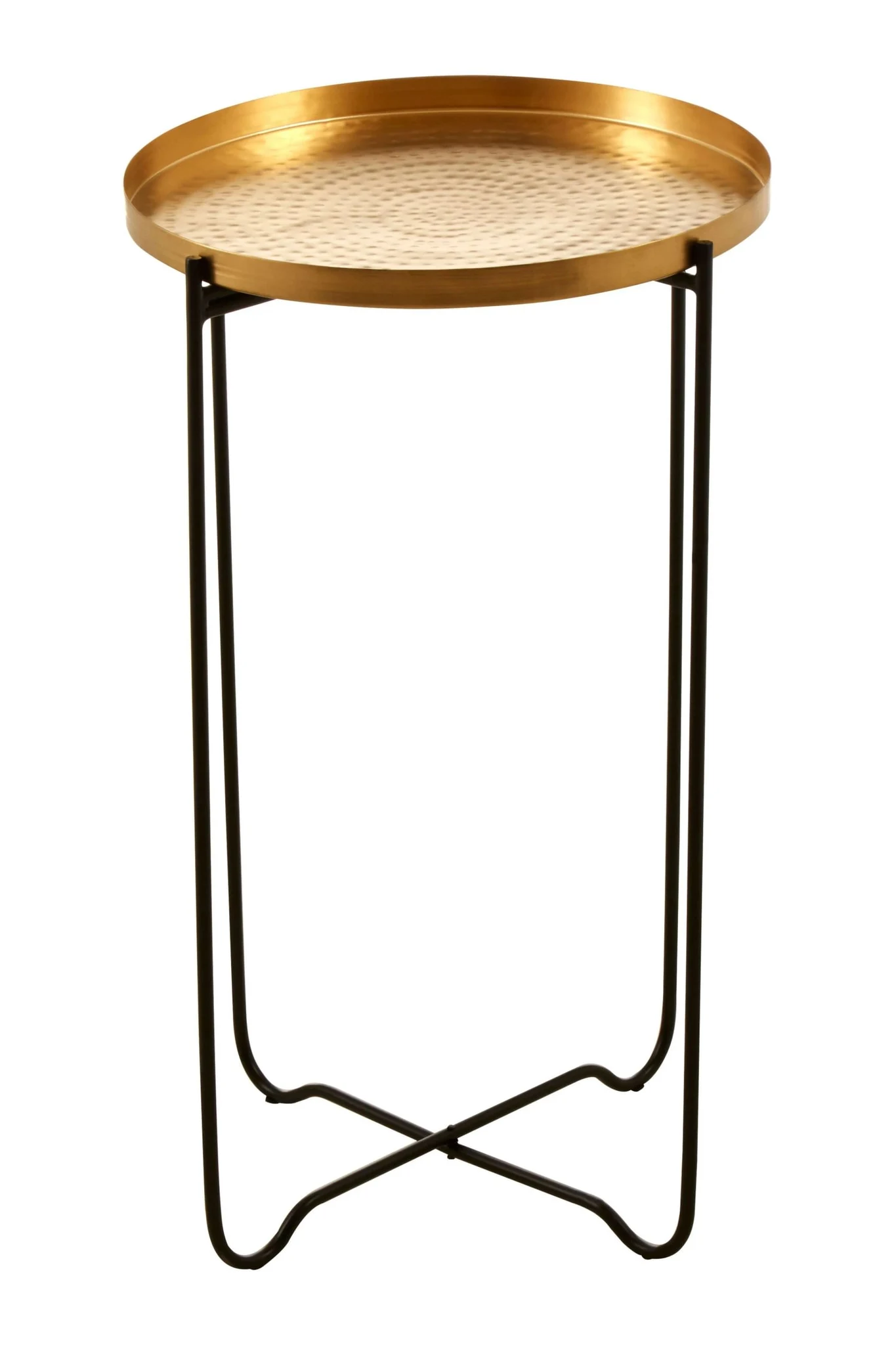 Templar Gold Finish Tray Top Round Side Table - Tables, photo 2 of 5