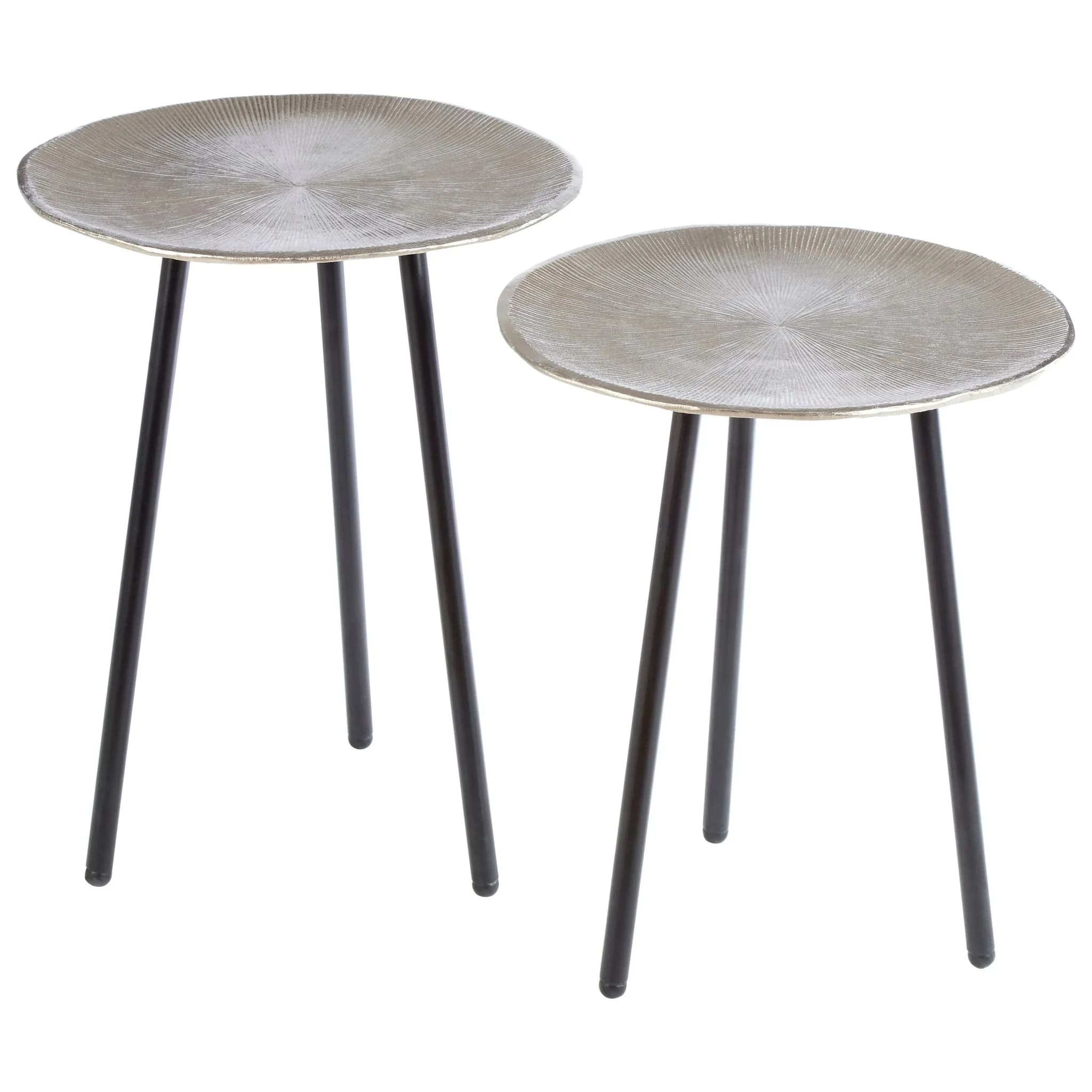 Templar Textured Nickel Finish Set of Two Side Tables - Tables, photo 2 of 3