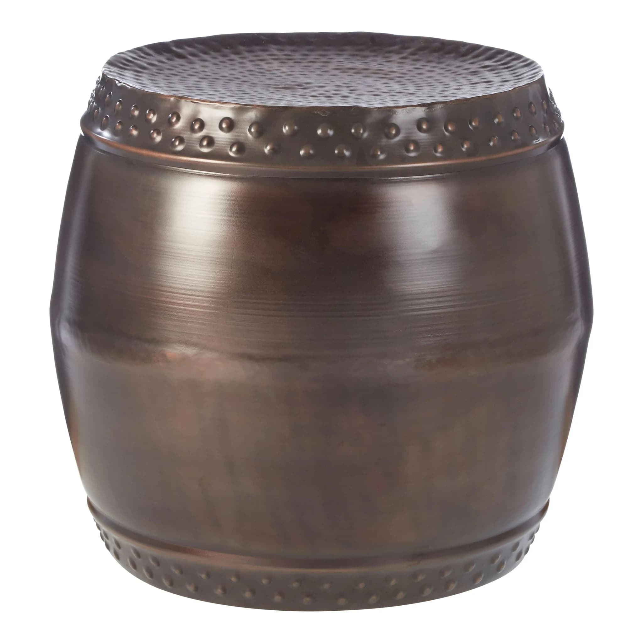 Reza Antique Bronze Finish Set of 2 Drum Style Stools and Side Tables - Seating, photo 3 of 5