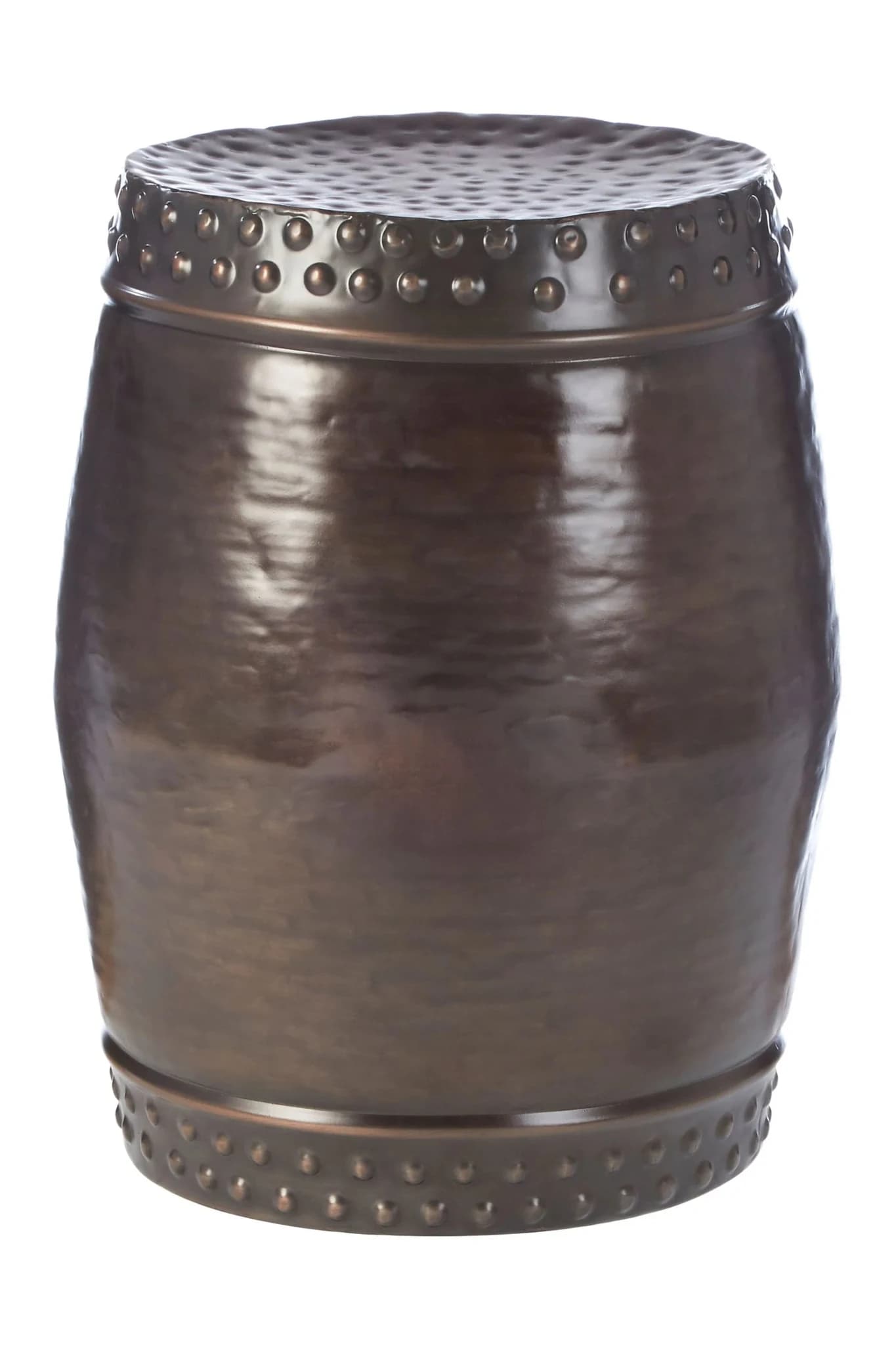Reza Antique Bronze Finish Set of 2 Drum Style Stools and Side Tables - Seating, photo 2 of 5
