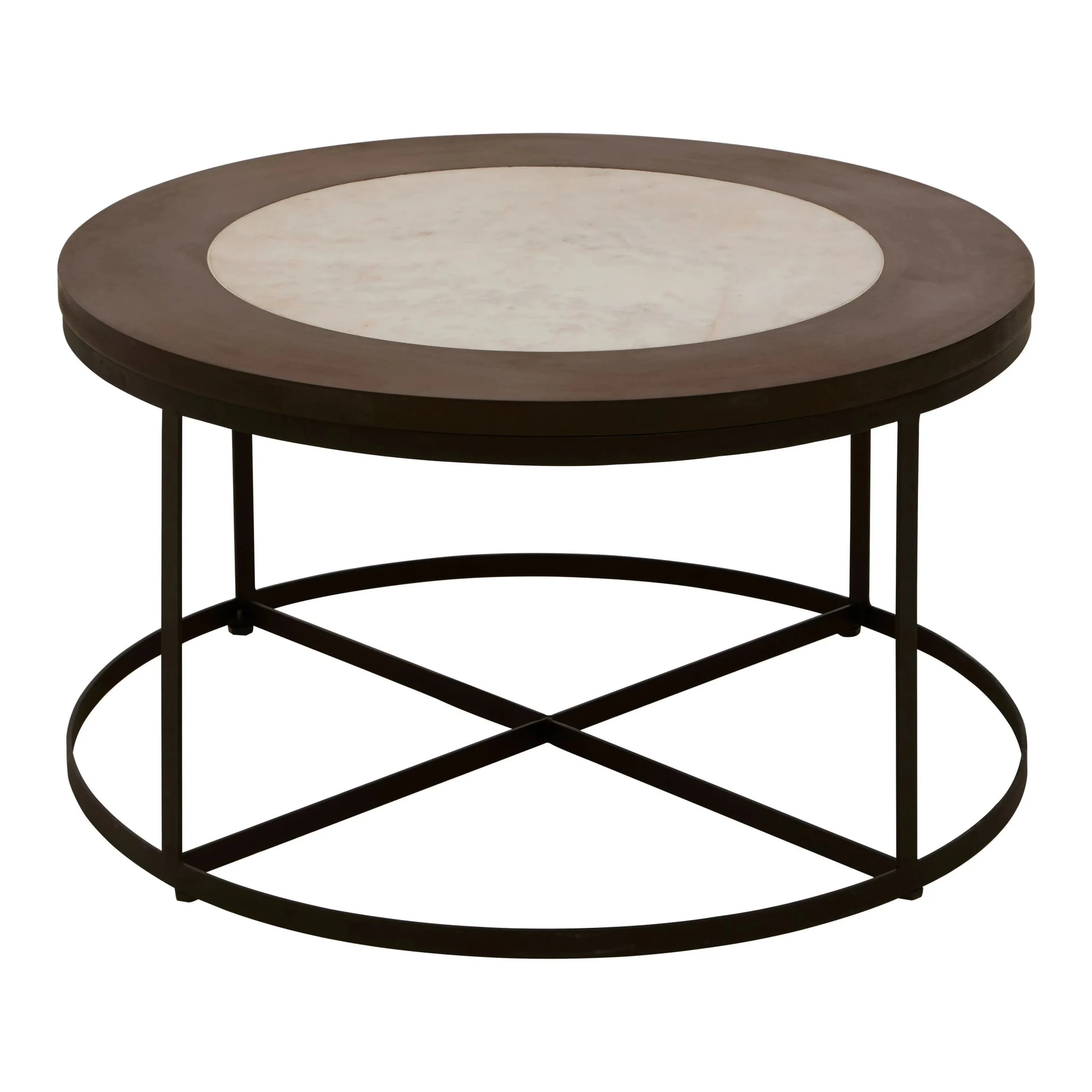 Vasco Wood and Marble Top Coffee Table with Black Iron Base - Tables, photo 3 of 4
