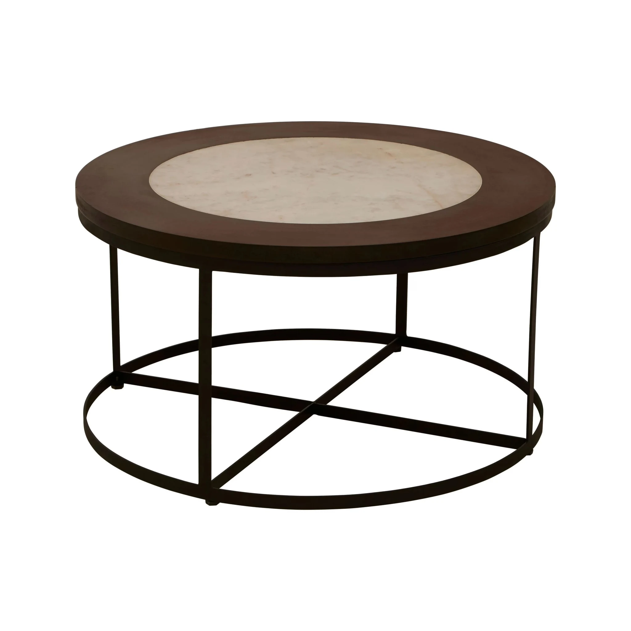 Vasco Wood and Marble Top Coffee Table with Black Iron Base - Tables, photo 2 of 4