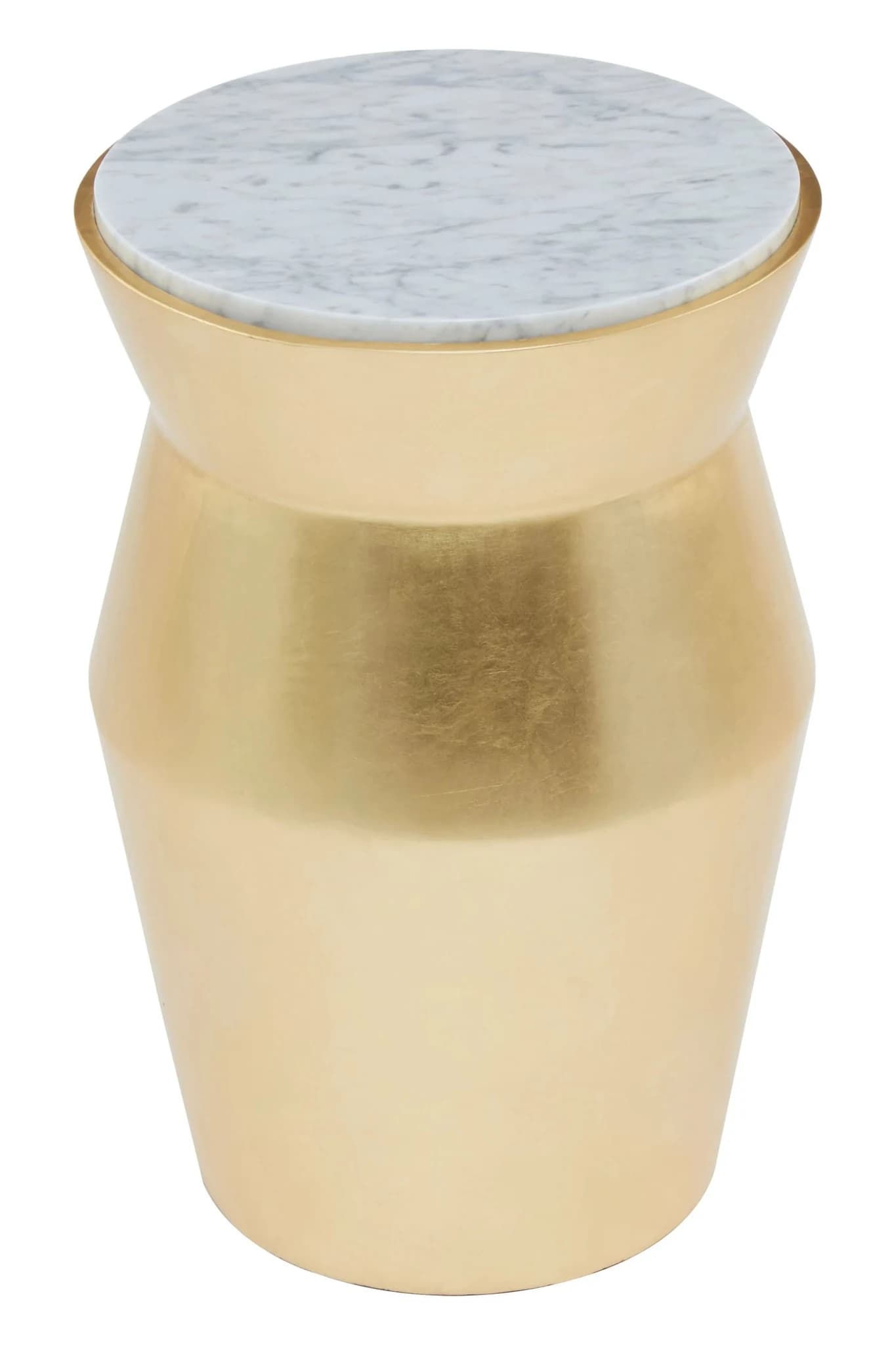 Lino Gold and Marble Tall Drum Side Table - Tables, photo 4 of 6