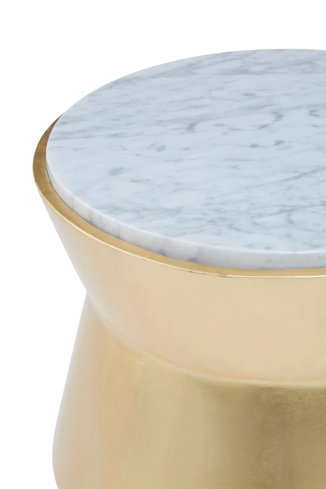 Lino Gold and Marble Tall Drum Side Table - Tables, photo 6 of 6