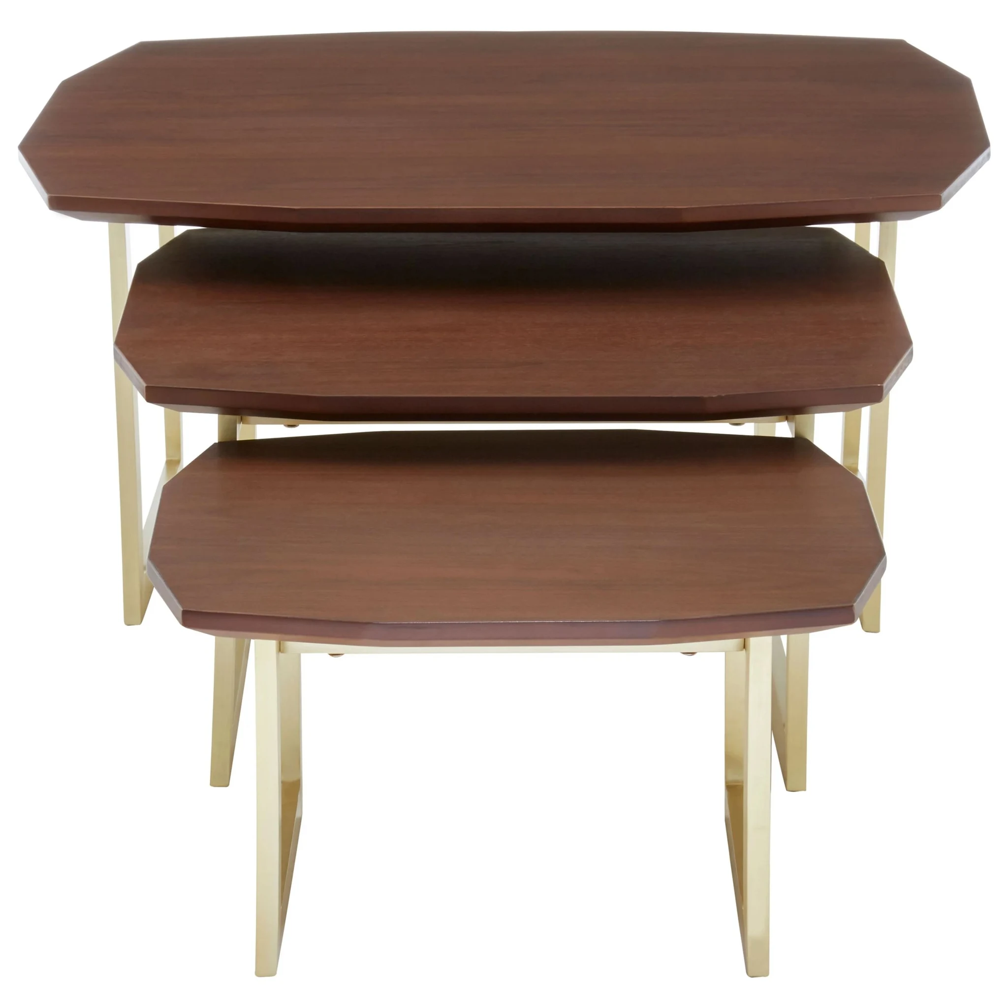 Villi Set of Three Wooden Nesting Side Tables with Gold Legs - Tables, photo 4 of 7