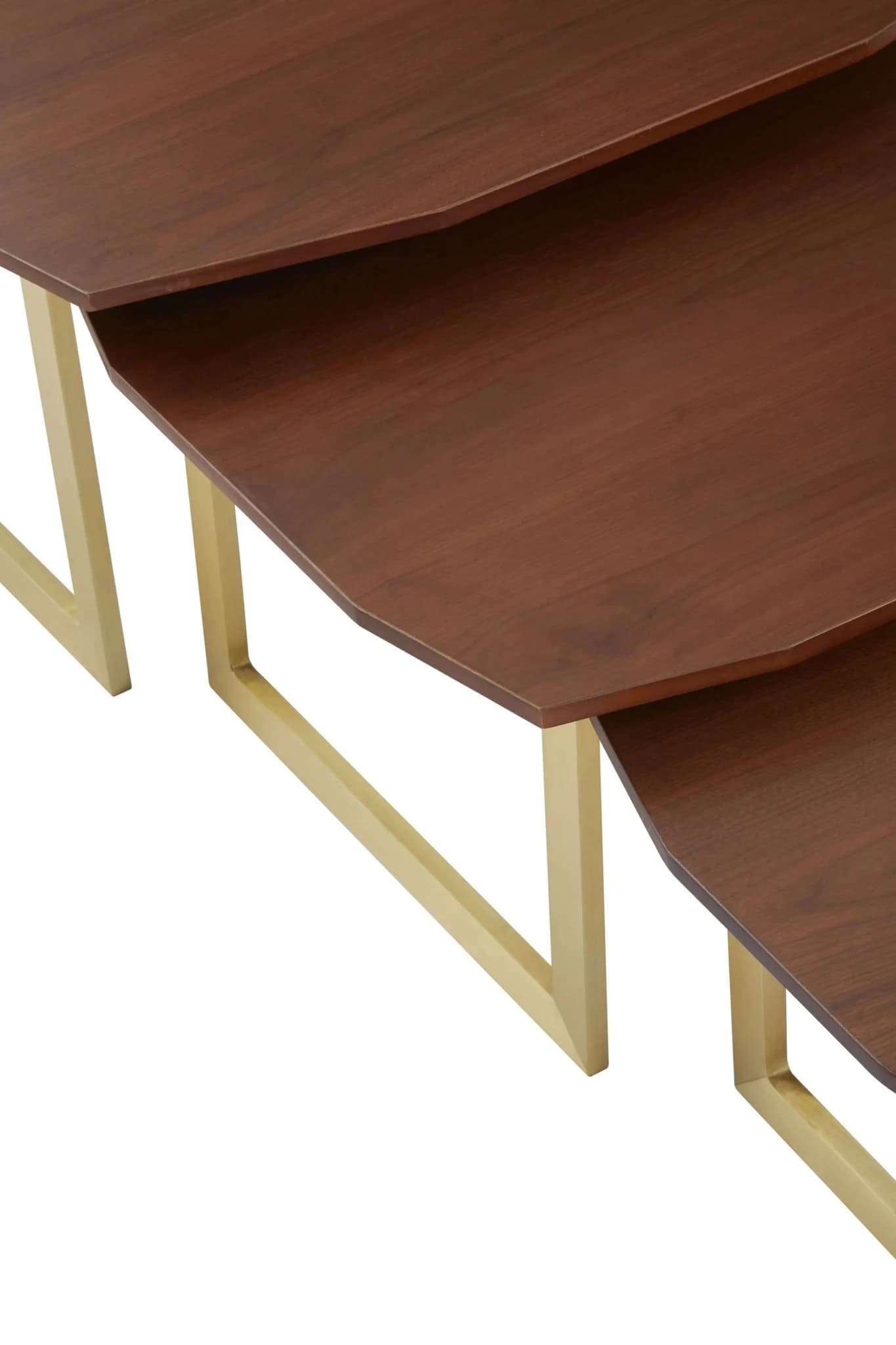 Villi Set of Three Wooden Nesting Side Tables with Gold Legs - Tables, photo 7 of 7