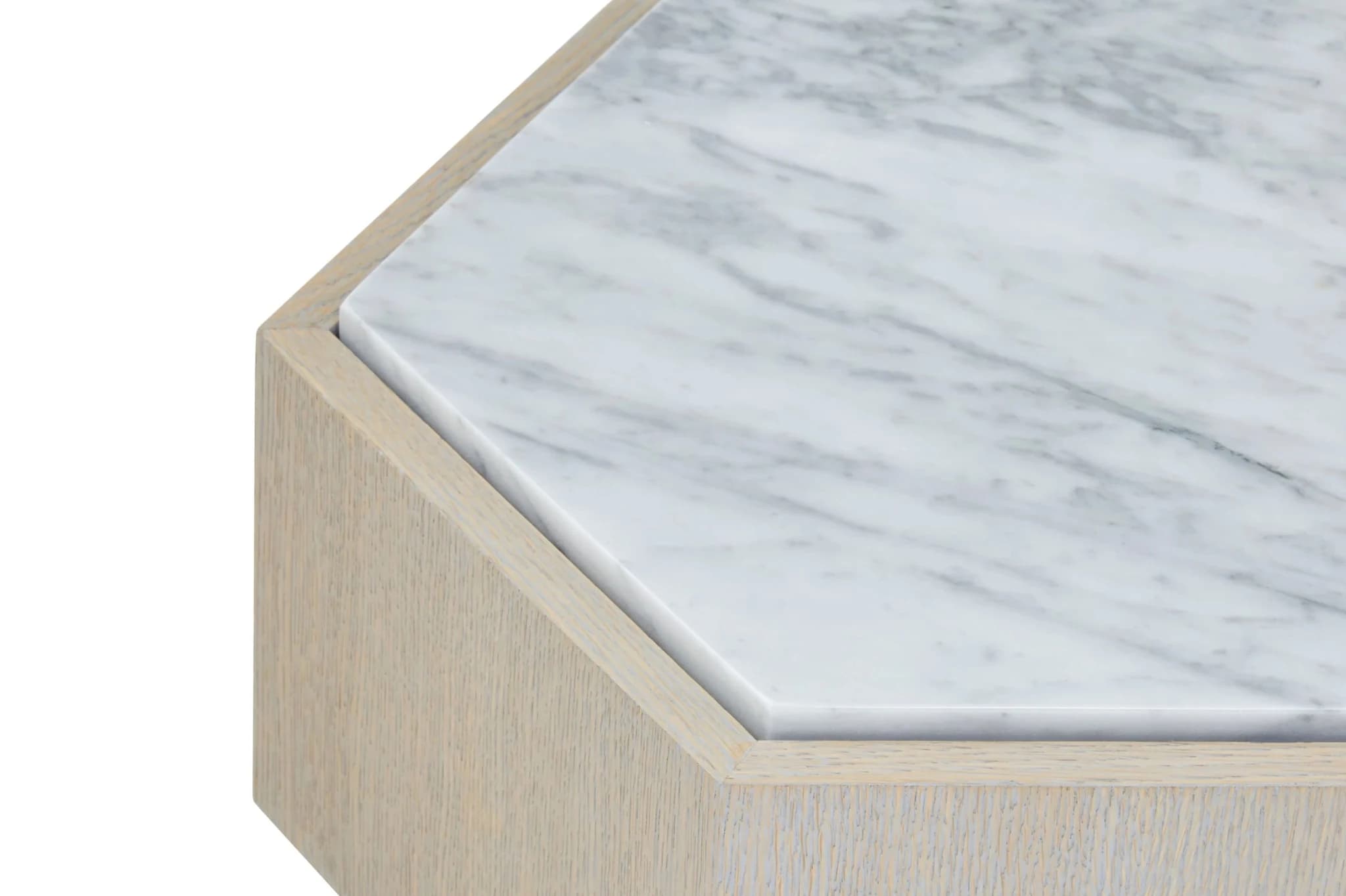 Villi White Marble and Wooden Hexagon Small Side Table - Tables, photo 5 of 5