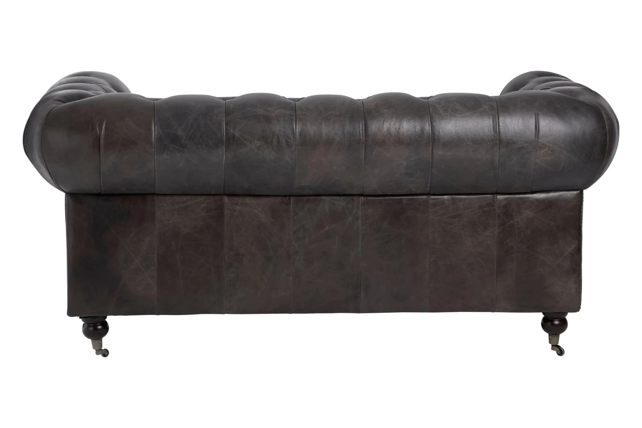 Victor Dark Grey Brown Leather Chesterfield 2 Seat Sofa - Seating, photo 4 of 8