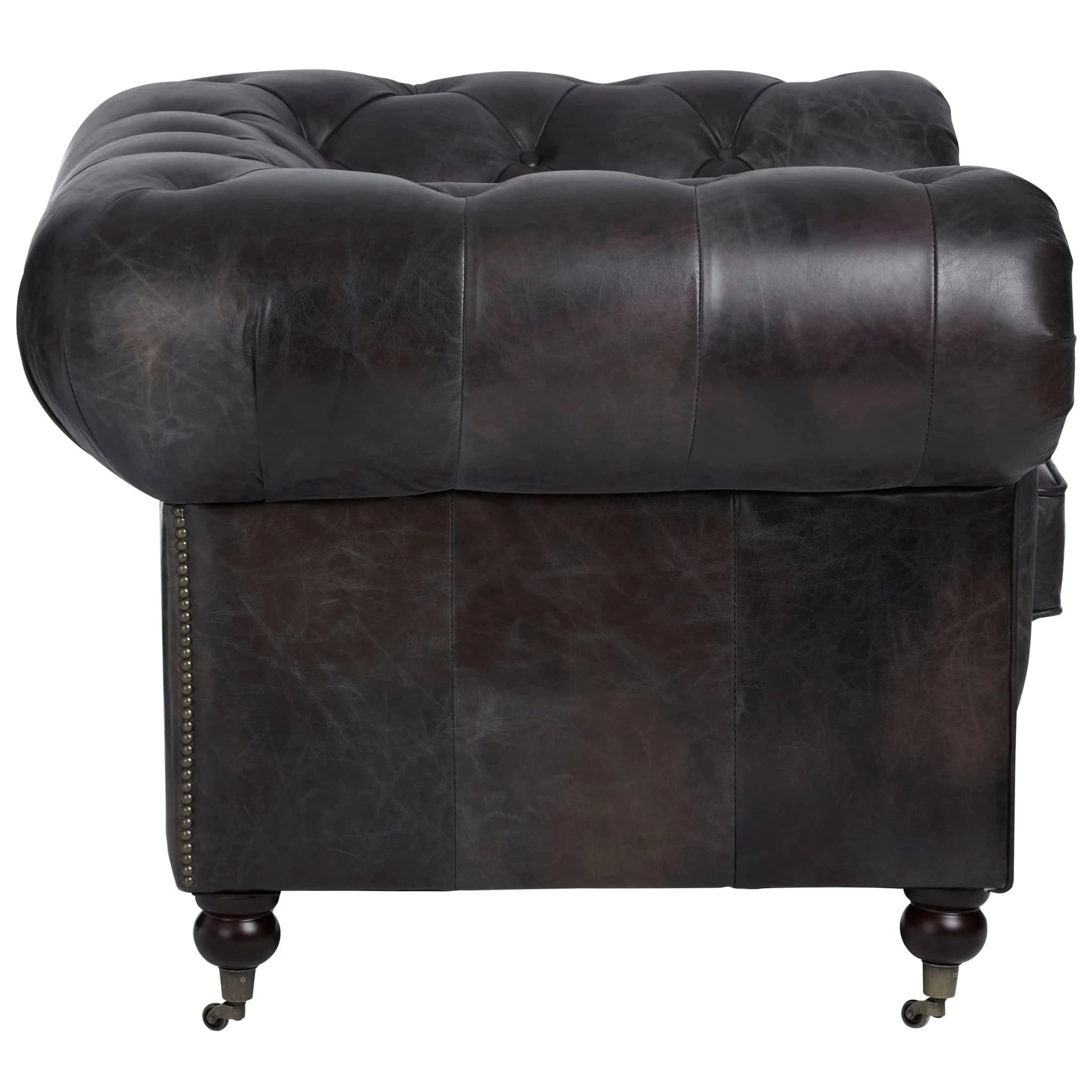 Victor Dark Grey Brown Leather Chesterfield Chair - Seating, photo 6 of 8