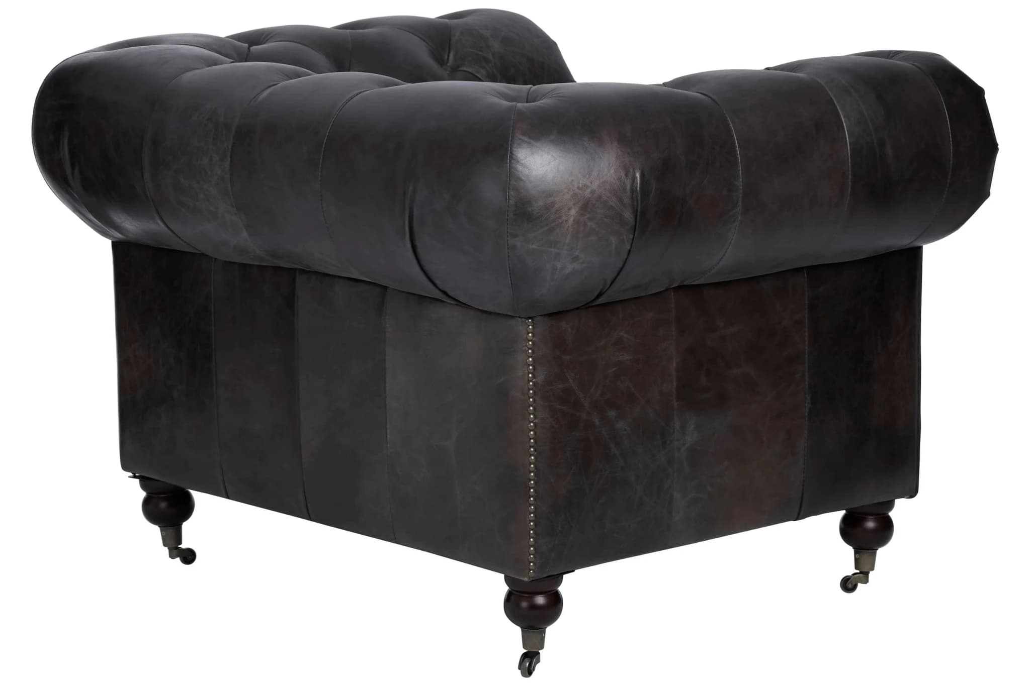 Victor Dark Grey Brown Leather Chesterfield Chair - Seating, photo 5 of 8