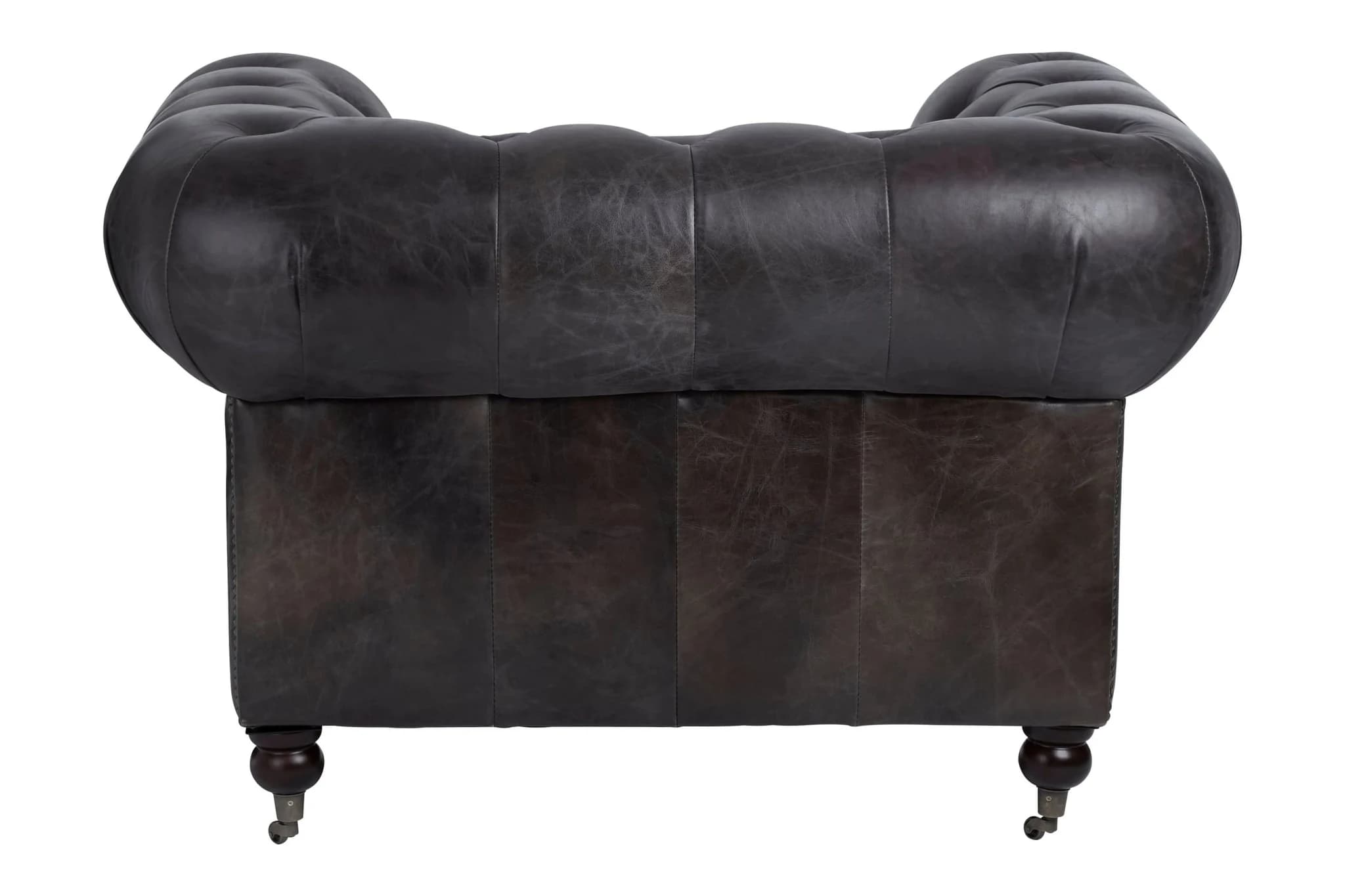 Victor Dark Grey Brown Leather Chesterfield Chair - Seating, photo 4 of 8