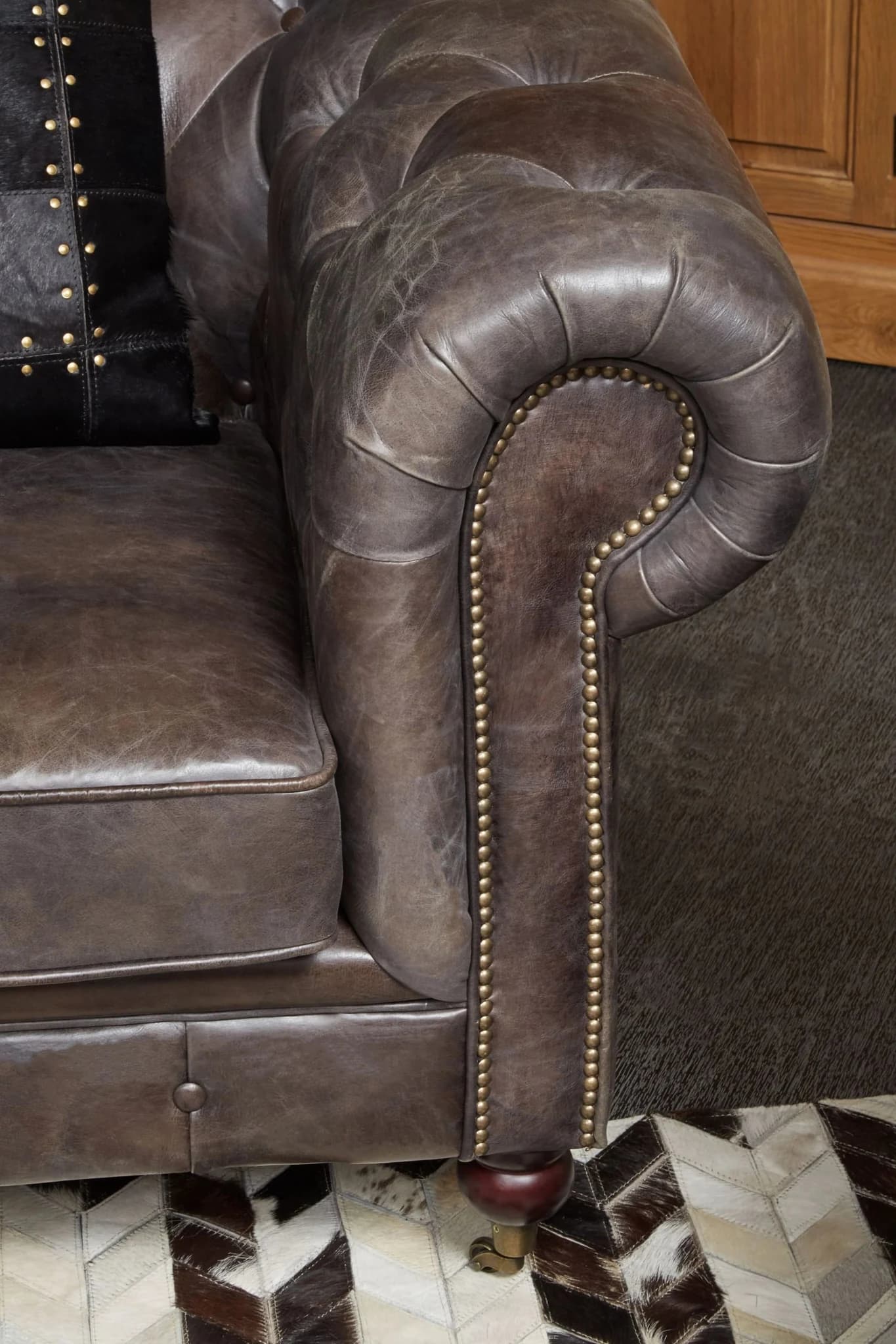 Victor Dark Grey Brown Leather Chesterfield Chair - Seating, photo 3 of 8