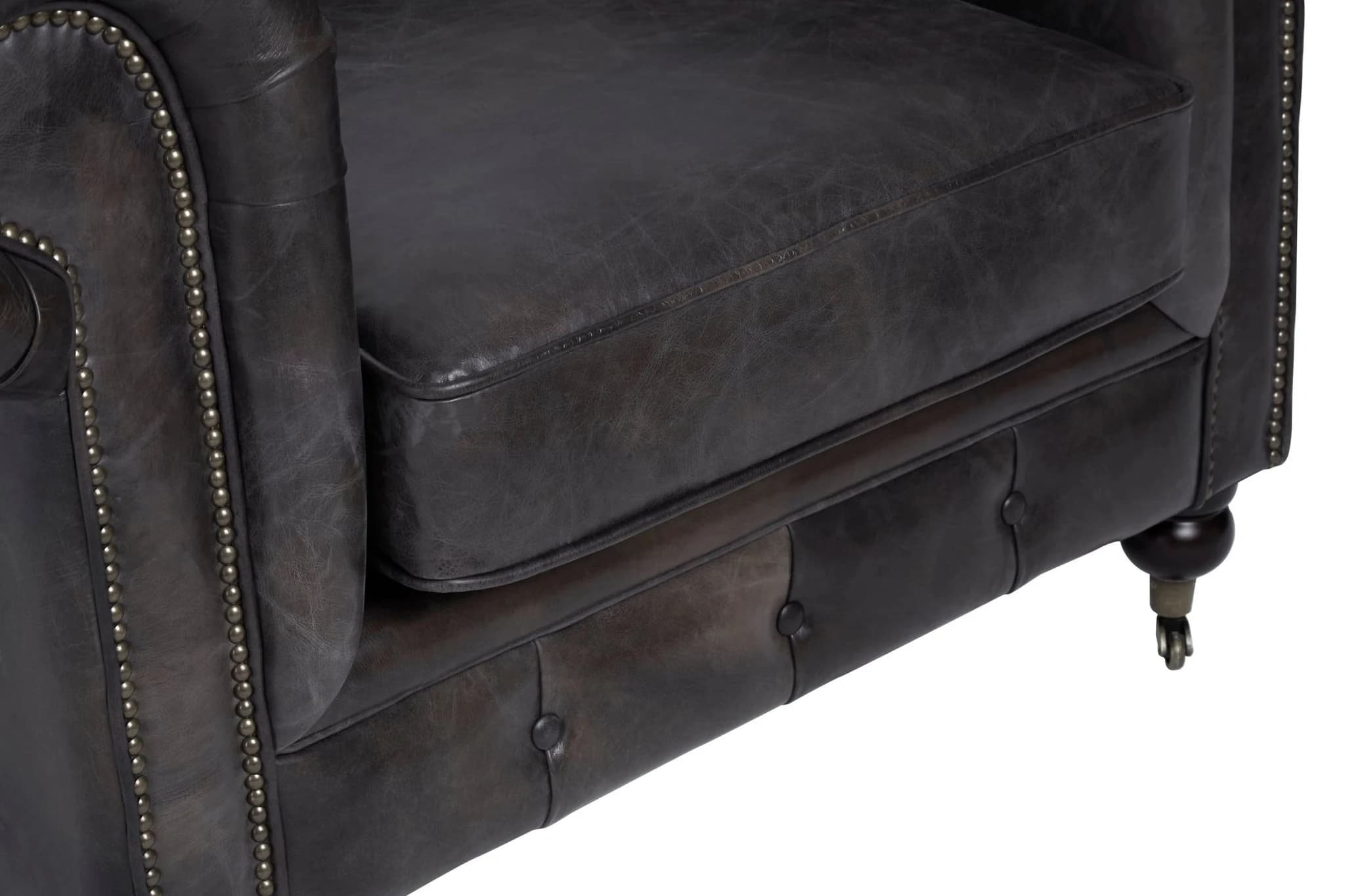 Victor Dark Grey Brown Leather Chesterfield Chair - Seating, photo 8 of 8