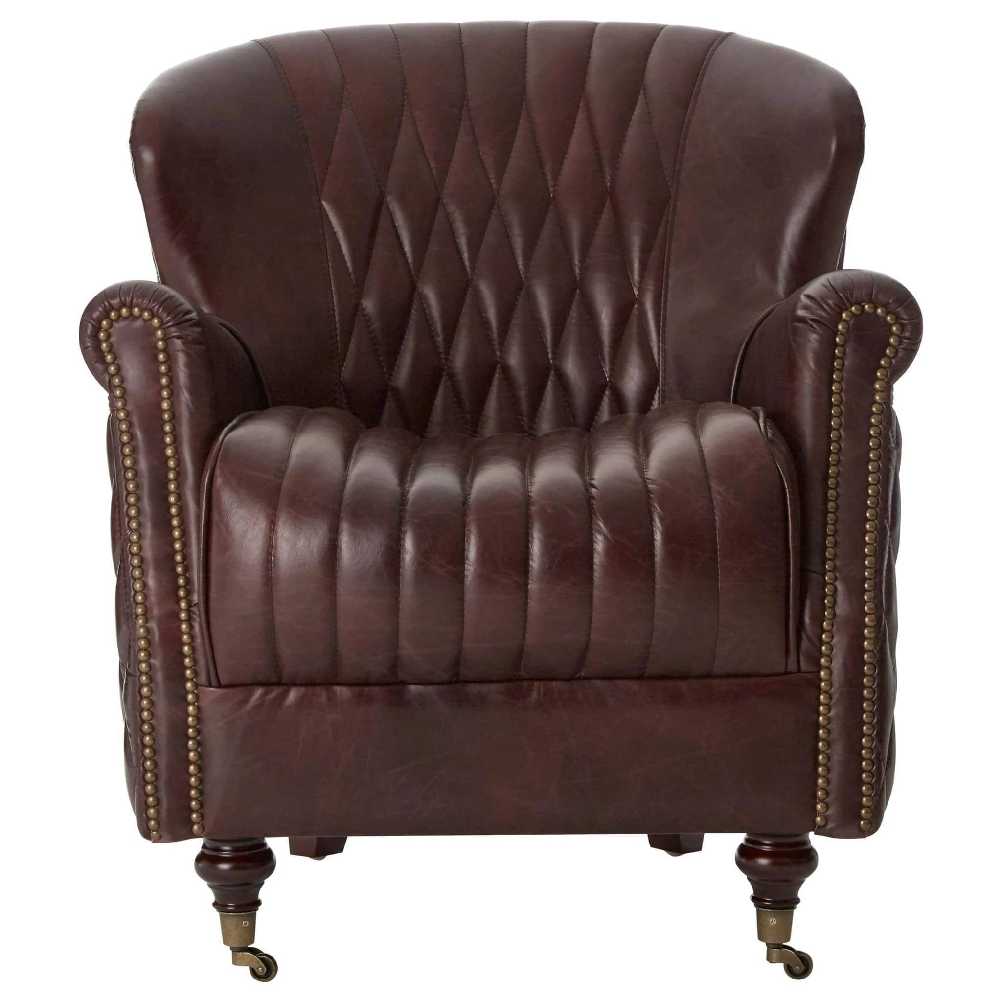 Victor Brown Leather Winged Back Armchair - Seating, photo 6 of 8