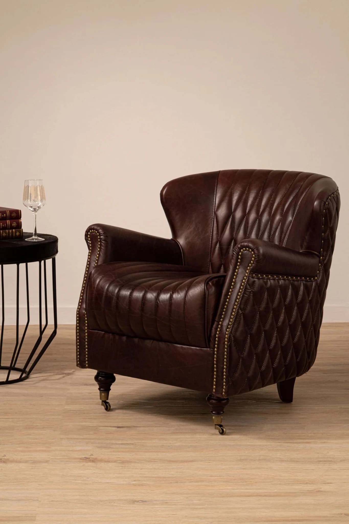 Victor Brown Leather Winged Back Armchair - Seating, photo 2 of 8