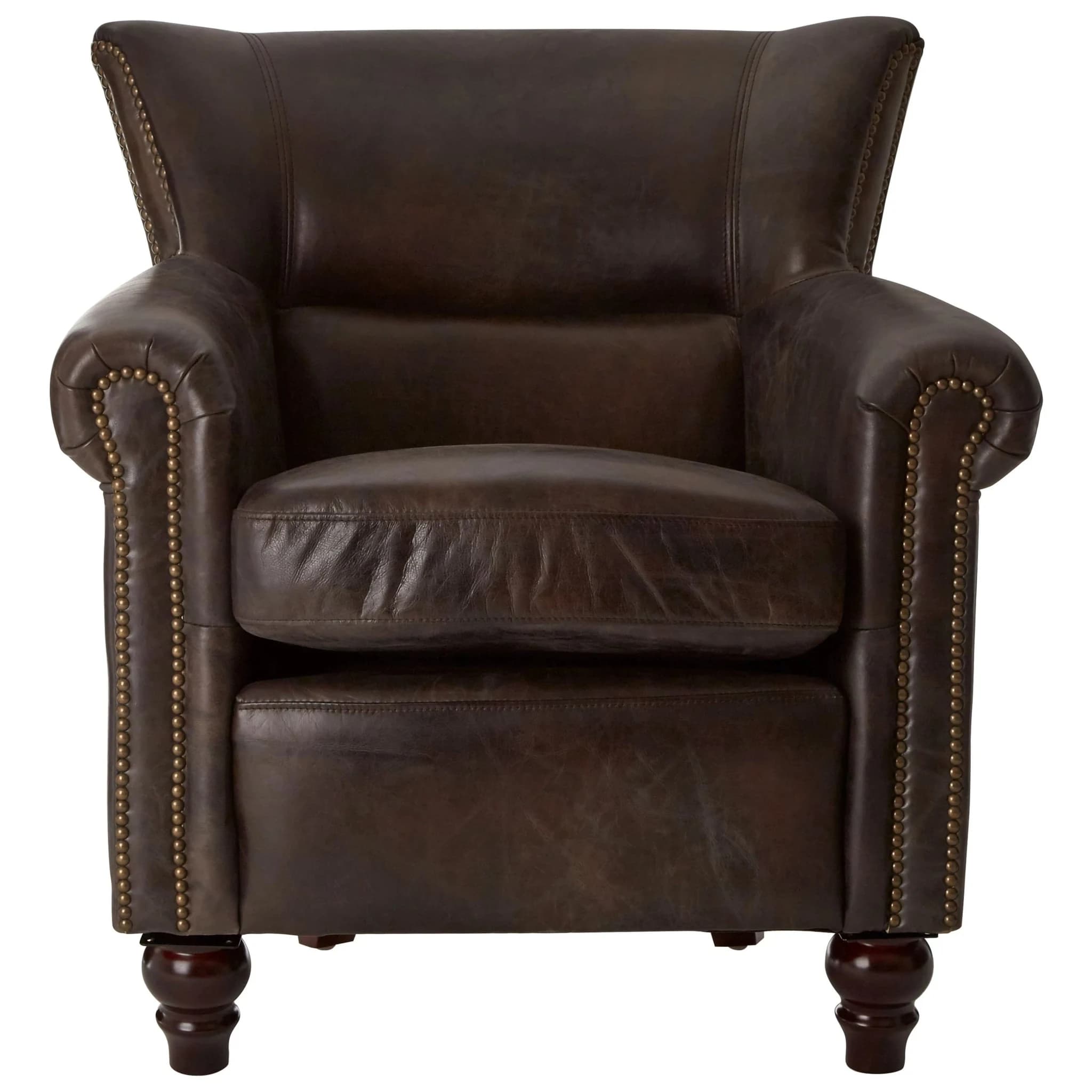 Victor Dark Grey Brown Leather Armchair - Seating, photo 4 of 7
