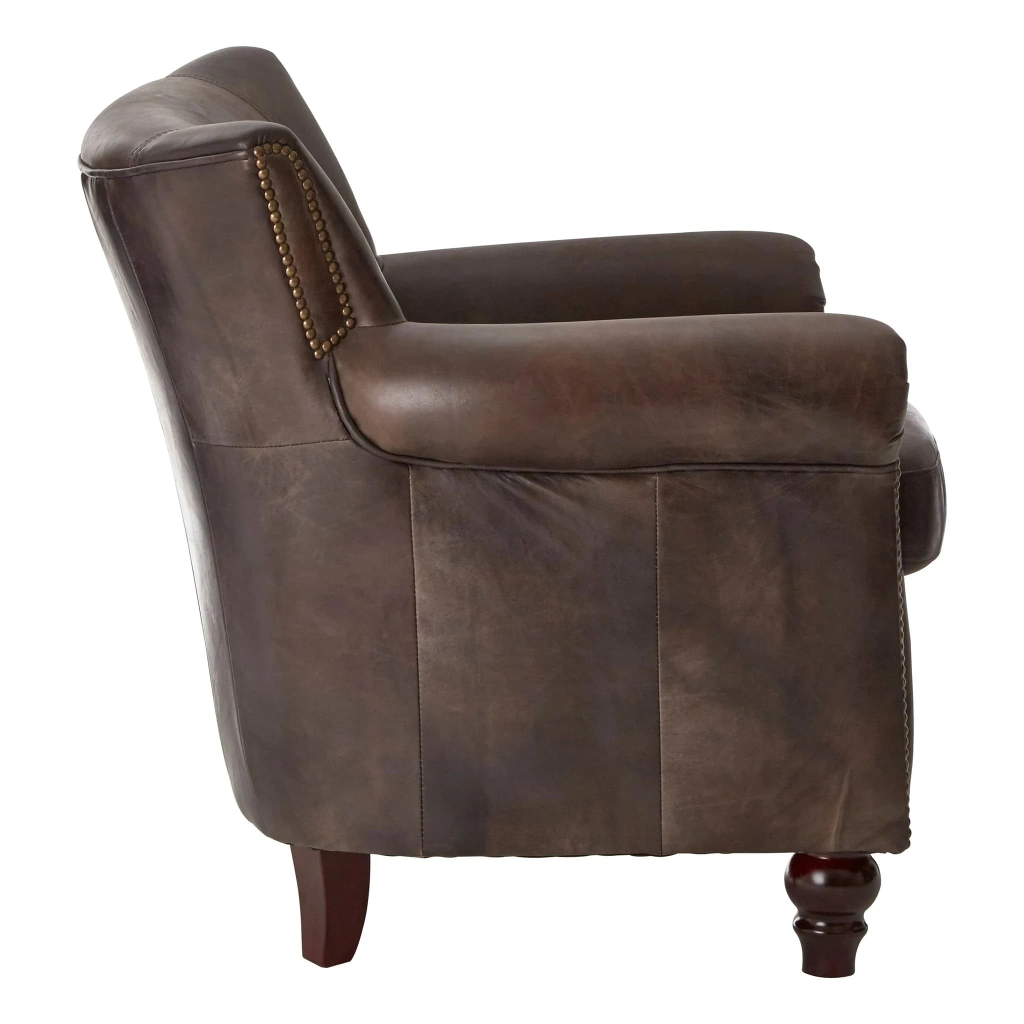 Victor Dark Grey Brown Leather Armchair - Seating, photo 3 of 7