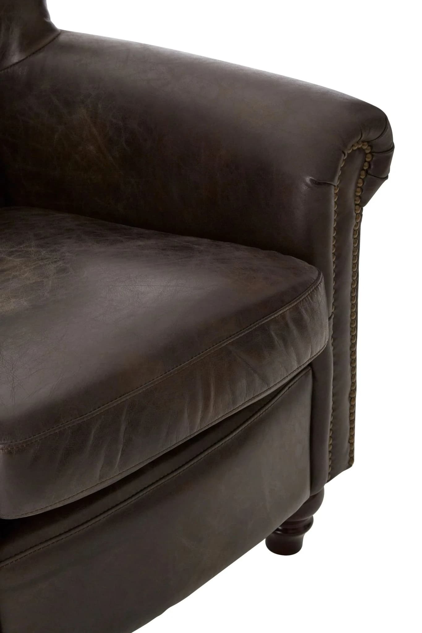 Victor Dark Grey Brown Leather Armchair - Seating, photo 5 of 7