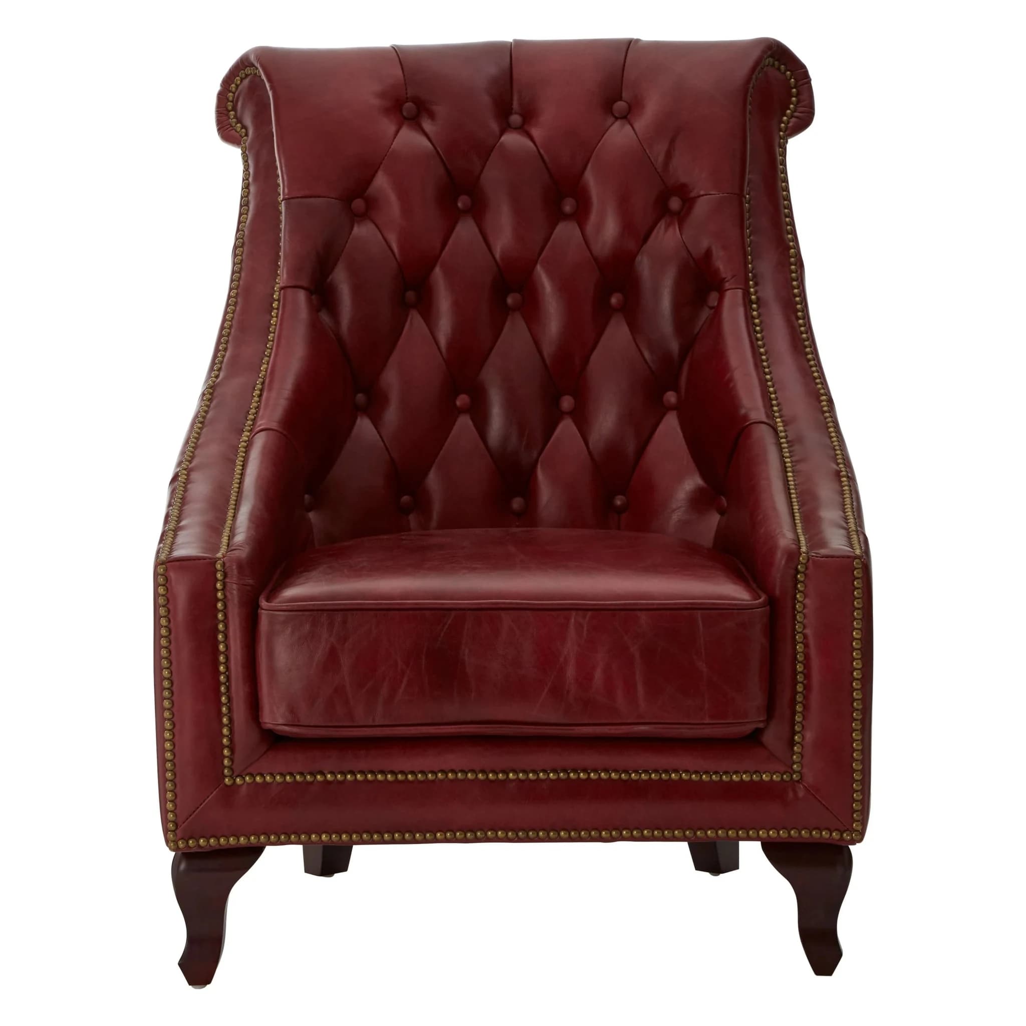 Victor Deep Red Leather Lounge Chair with Tufted Back - Seating, photo 6 of 8