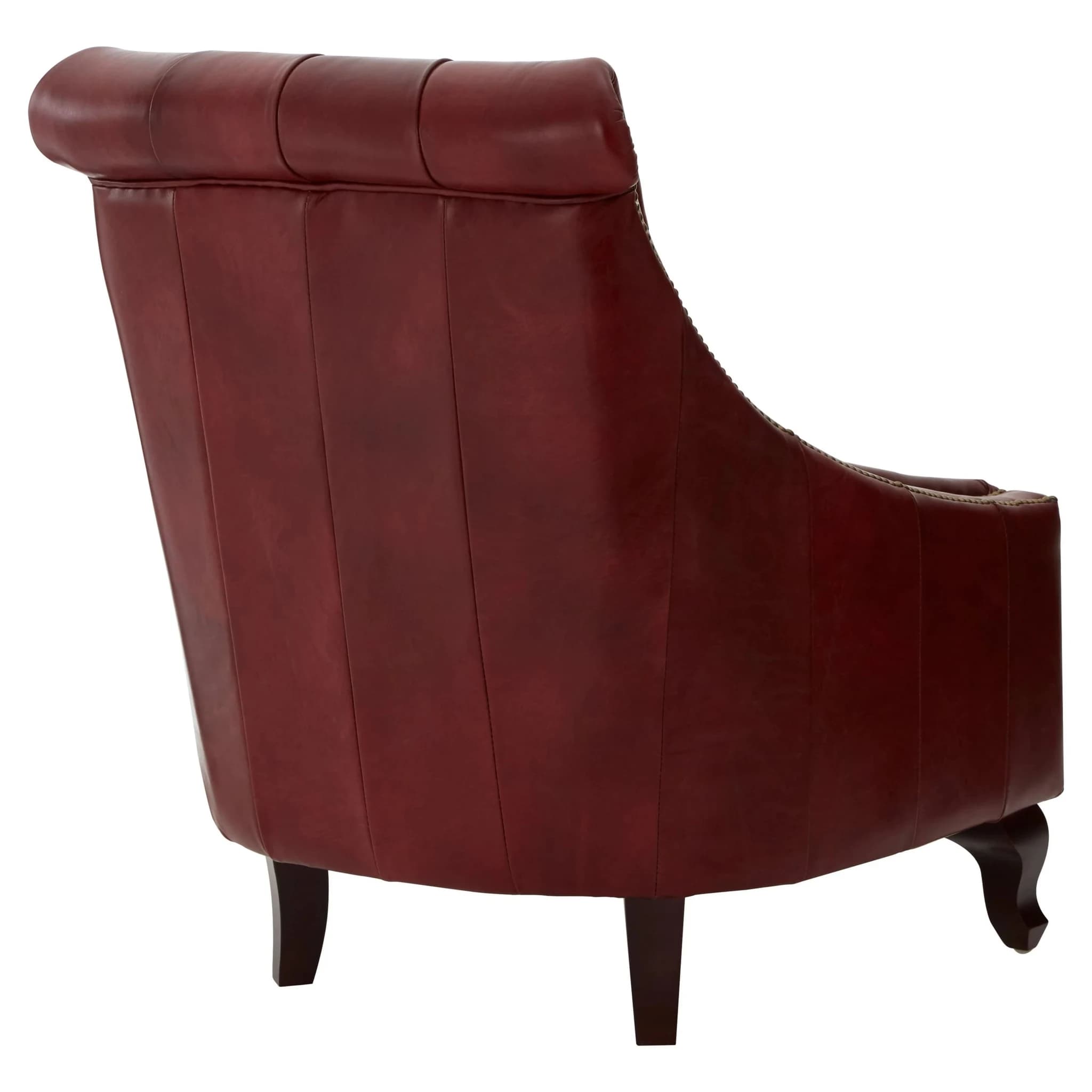 Victor Deep Red Leather Lounge Chair with Tufted Back - Seating, photo 4 of 8