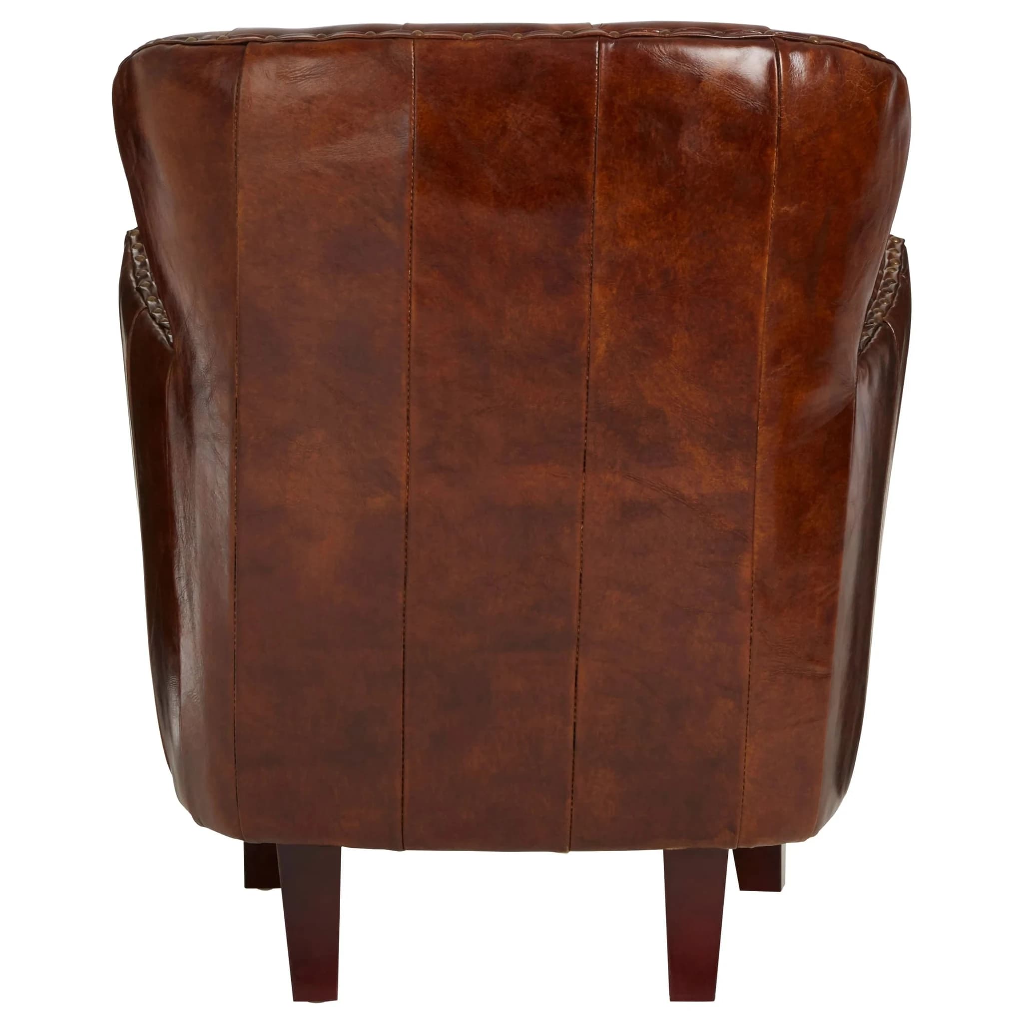 Victor Brown Leather Armchair with Button Tufted Back - Seating, photo 3 of 8