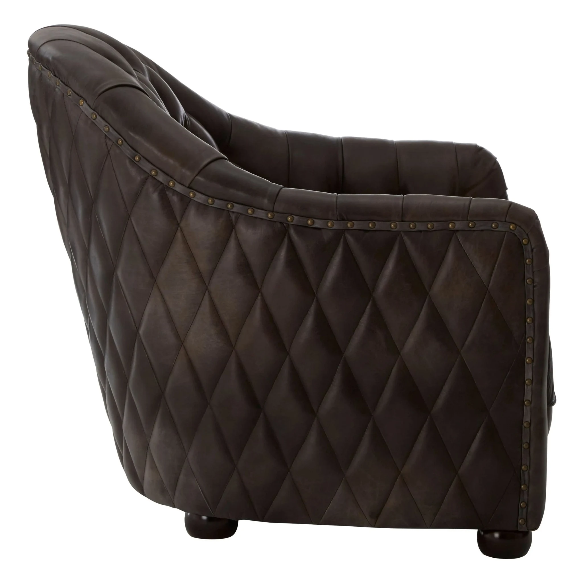 Victor Dark Grey Brown Leather Tub Chair - Seating, photo 5 of 8