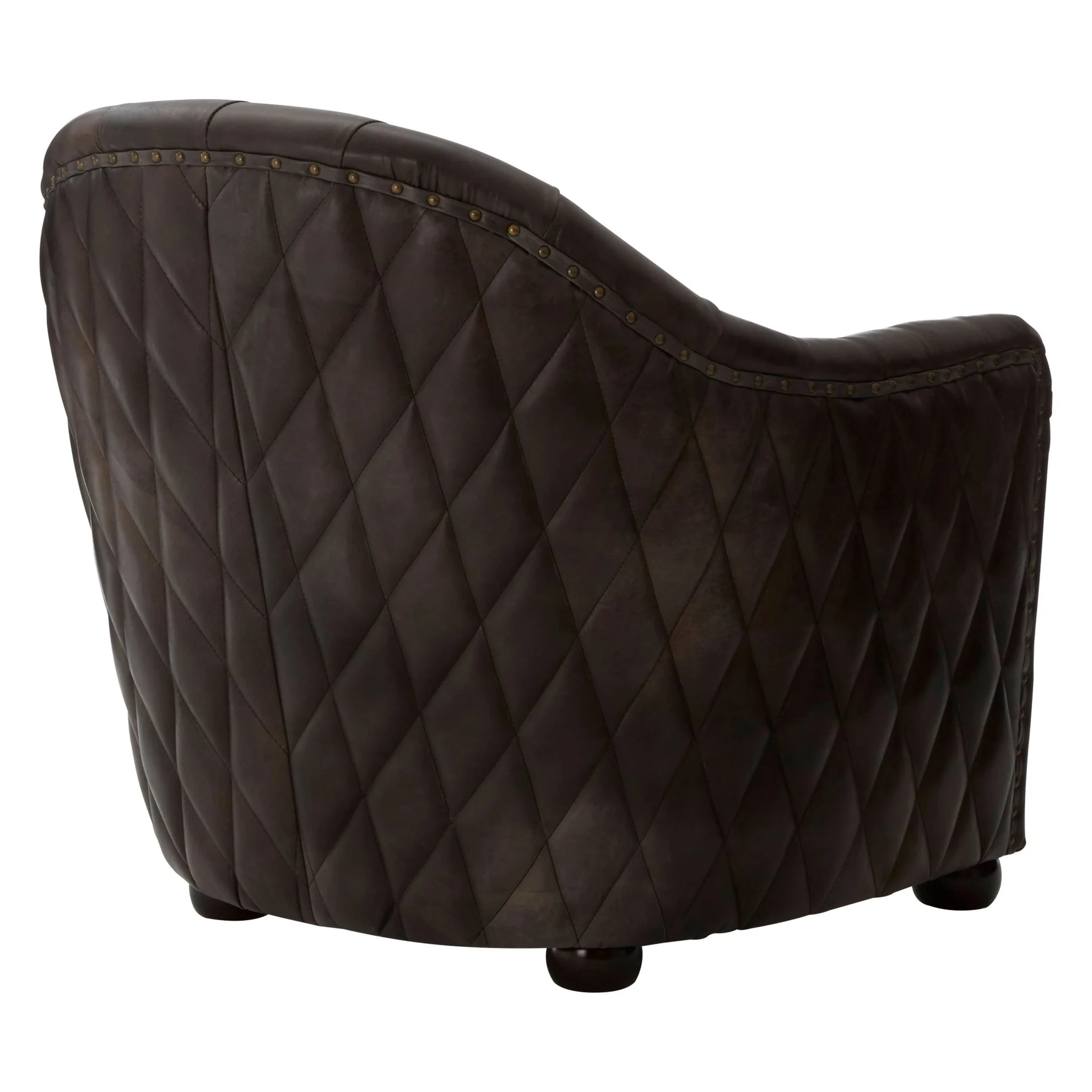 Victor Dark Grey Brown Leather Tub Chair - Seating, photo 4 of 8