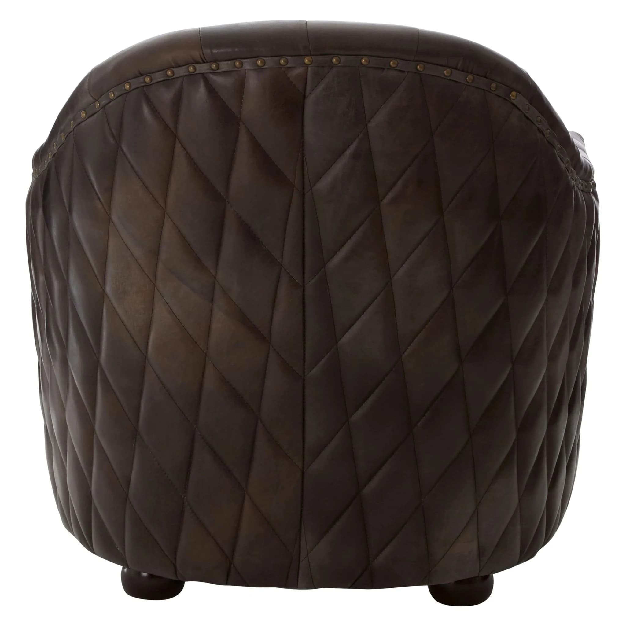 Victor Dark Grey Brown Leather Tub Chair - Seating, photo 3 of 8