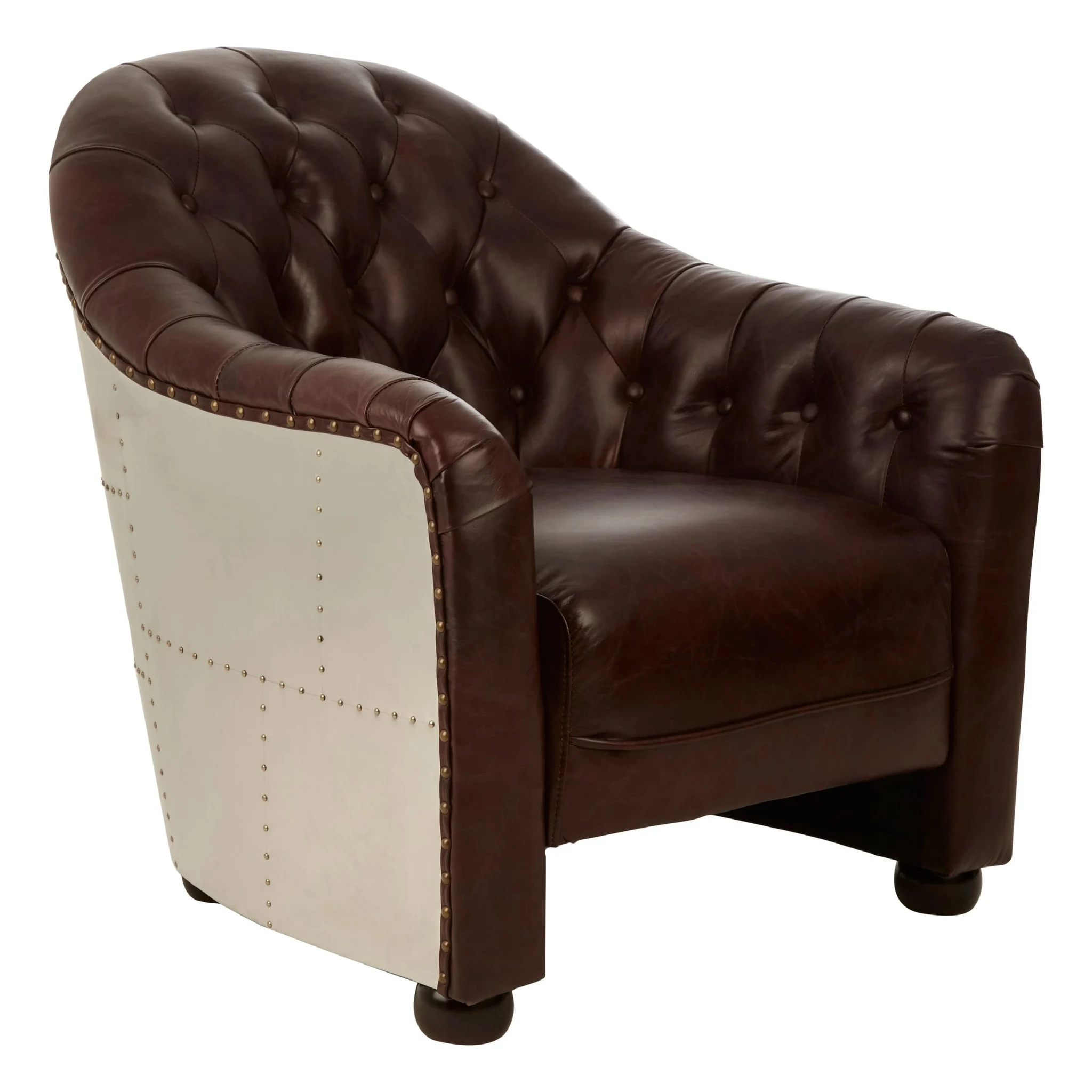 Victor Brown Leather Tub Chair - Seating, photo 4 of 8