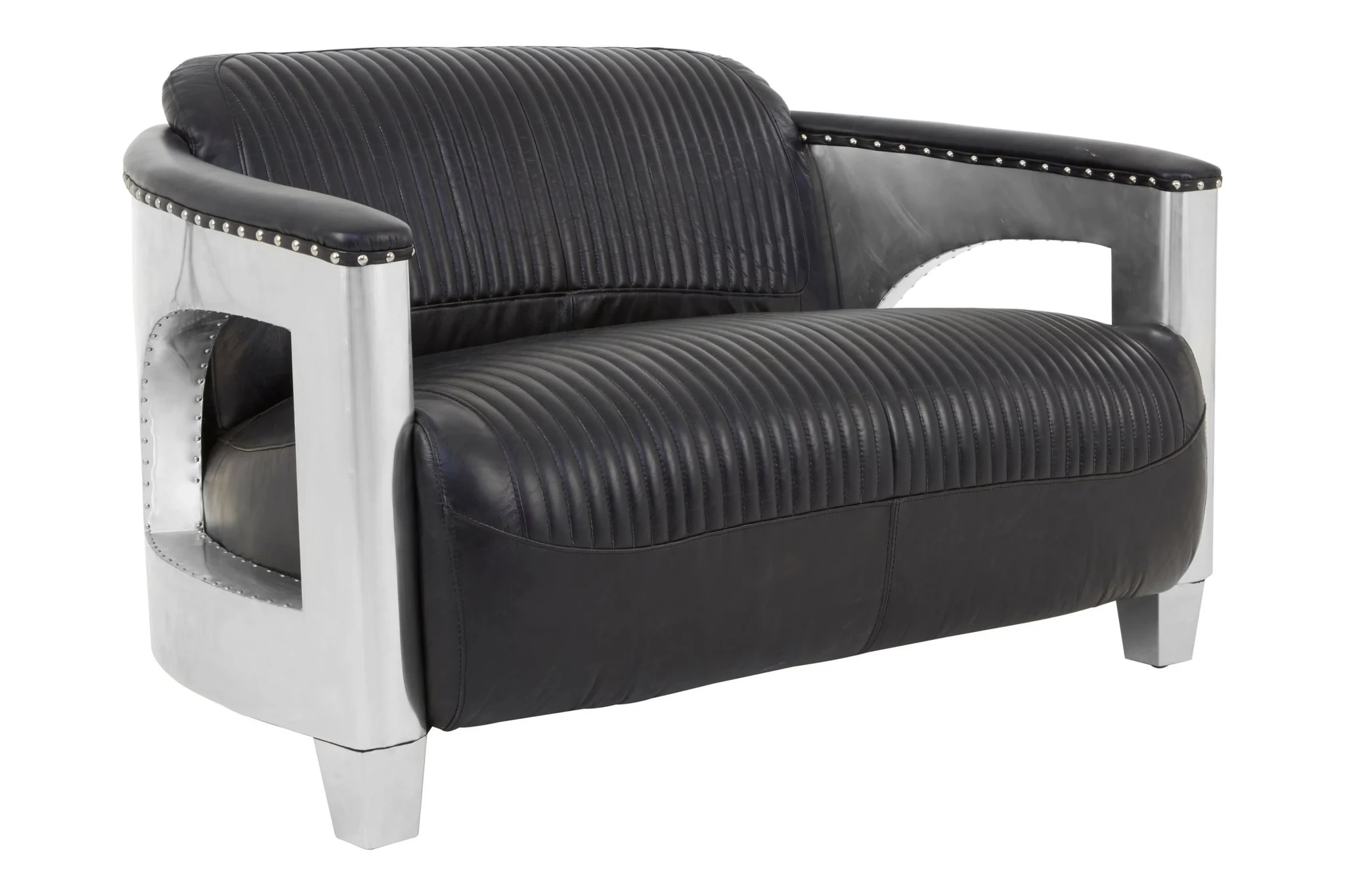 Victor 2 Seat Black Leather Sofa - Seating, photo 4 of 6
