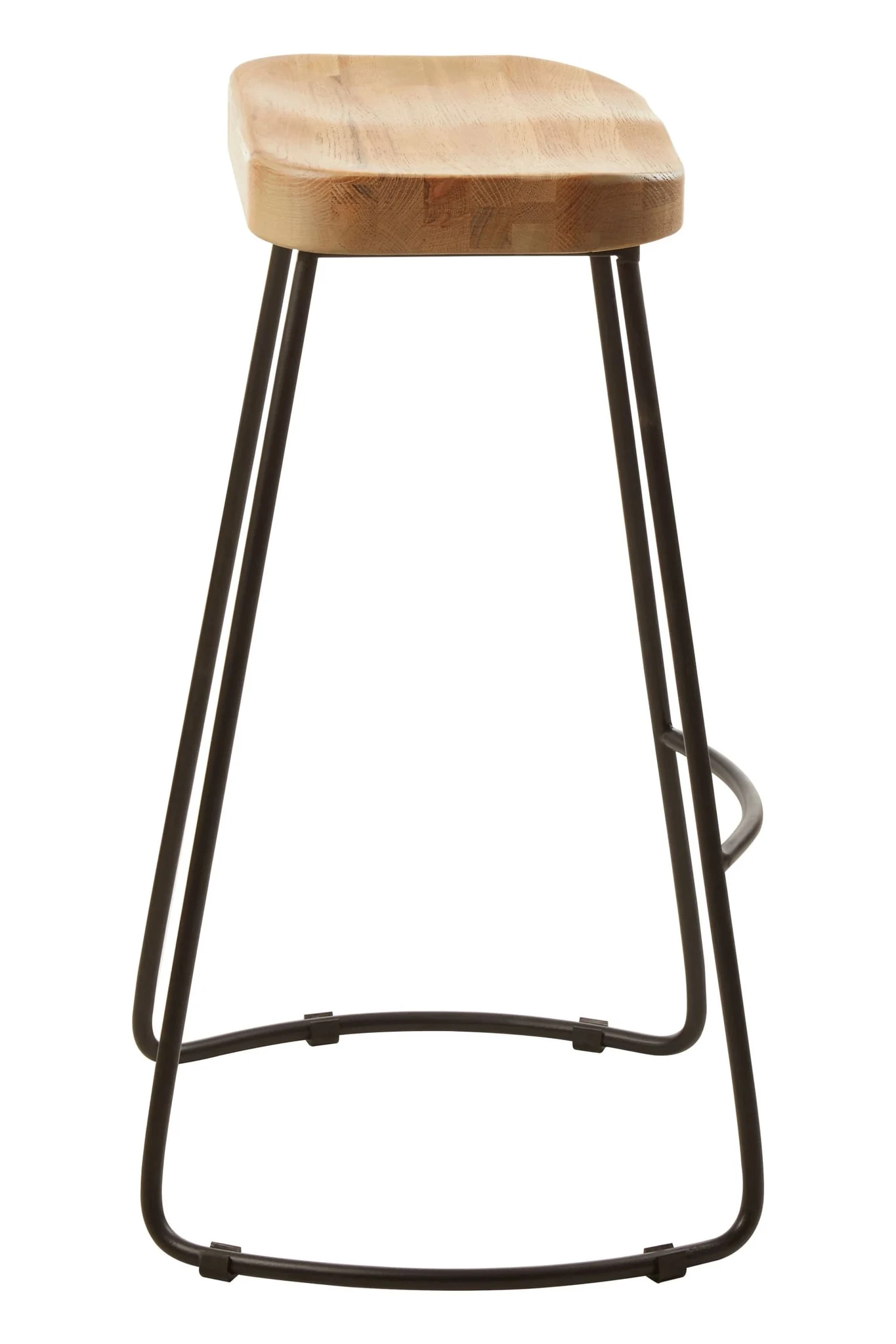 Lyon Oak Wood Saddle Seat Bar Stool with Black Legs - Seating, photo 4 of 7