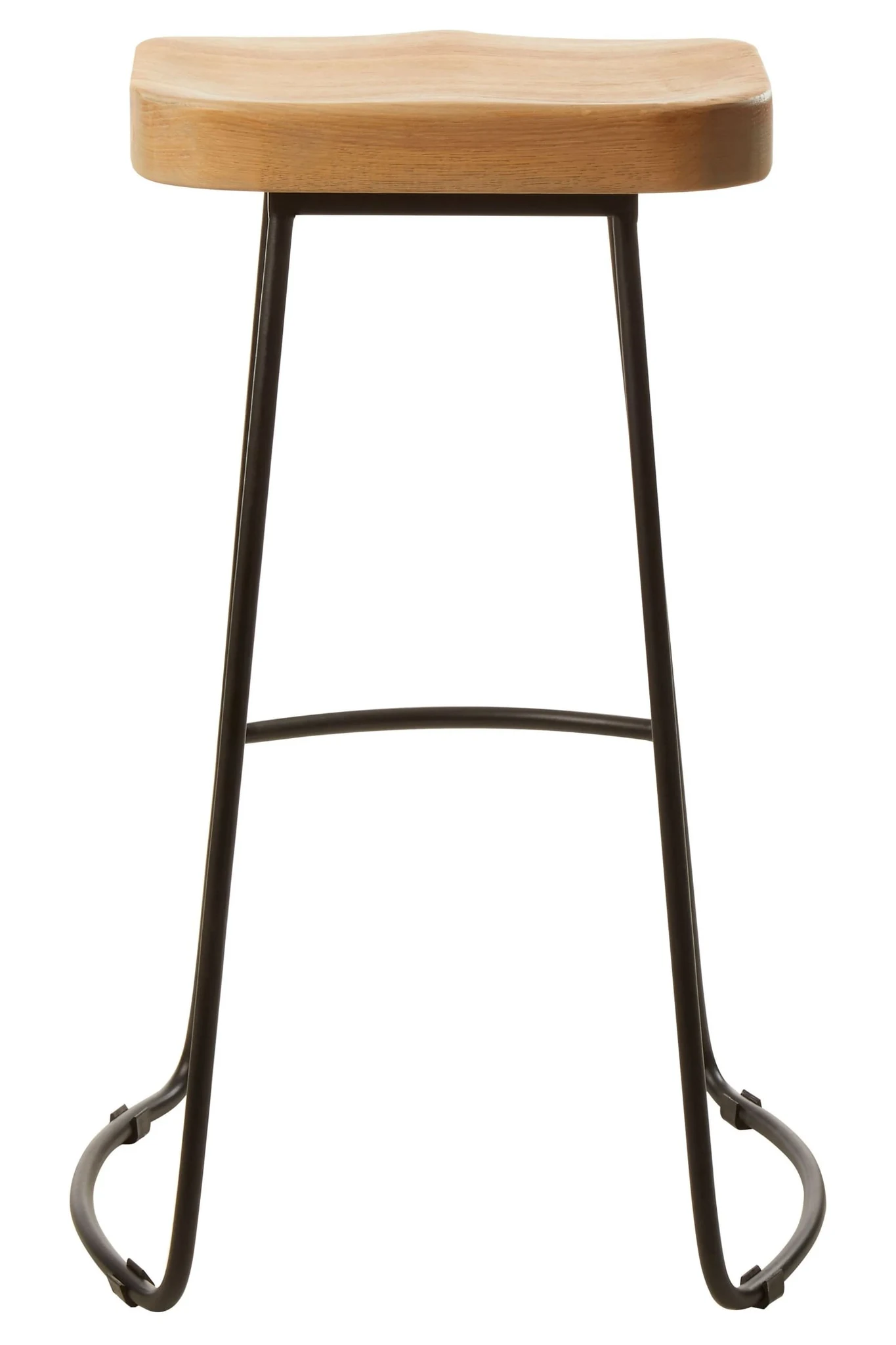 Lyon Oak Wood Saddle Seat Bar Stool with Black Legs - Seating, photo 3 of 7