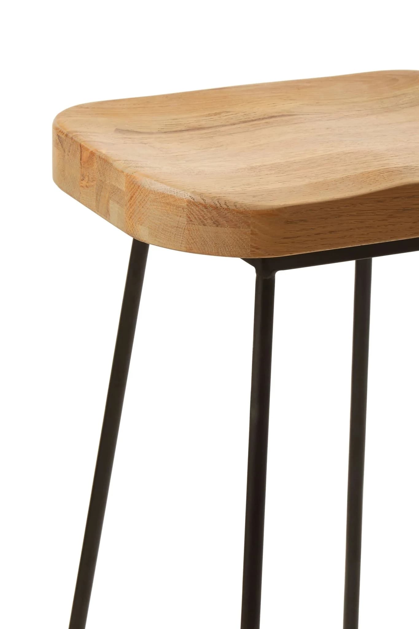 Lyon Oak Wood Saddle Seat Bar Stool with Black Legs - Seating, photo 7 of 7
