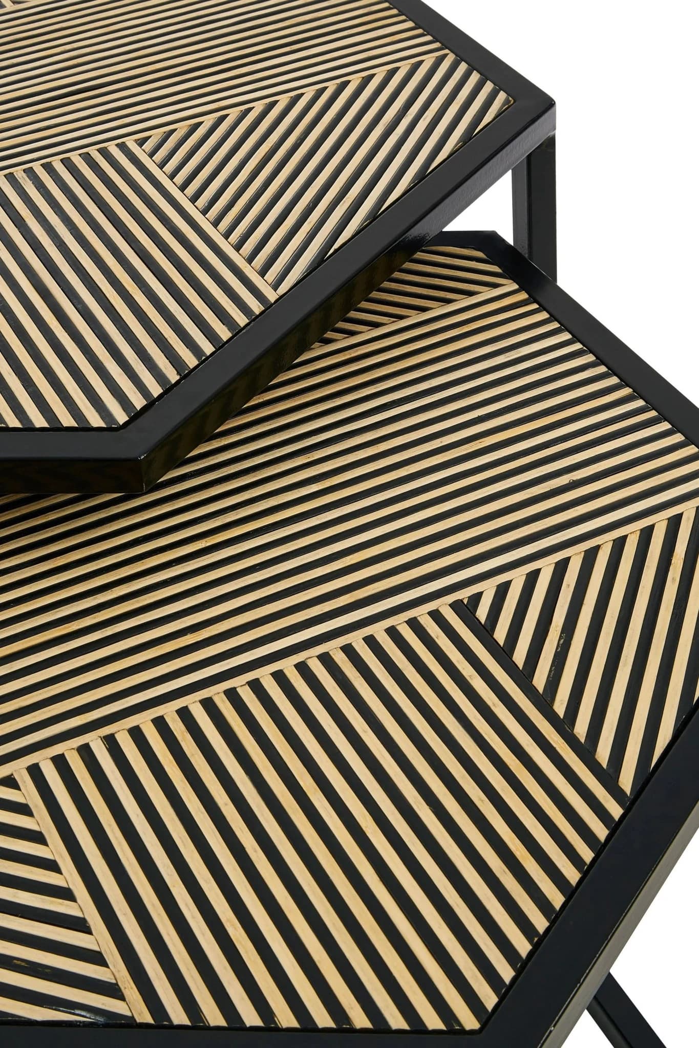 Babita Bamboo Inlay Set of 2 Hexagon Nest of Tables - Tables, photo 5 of 6