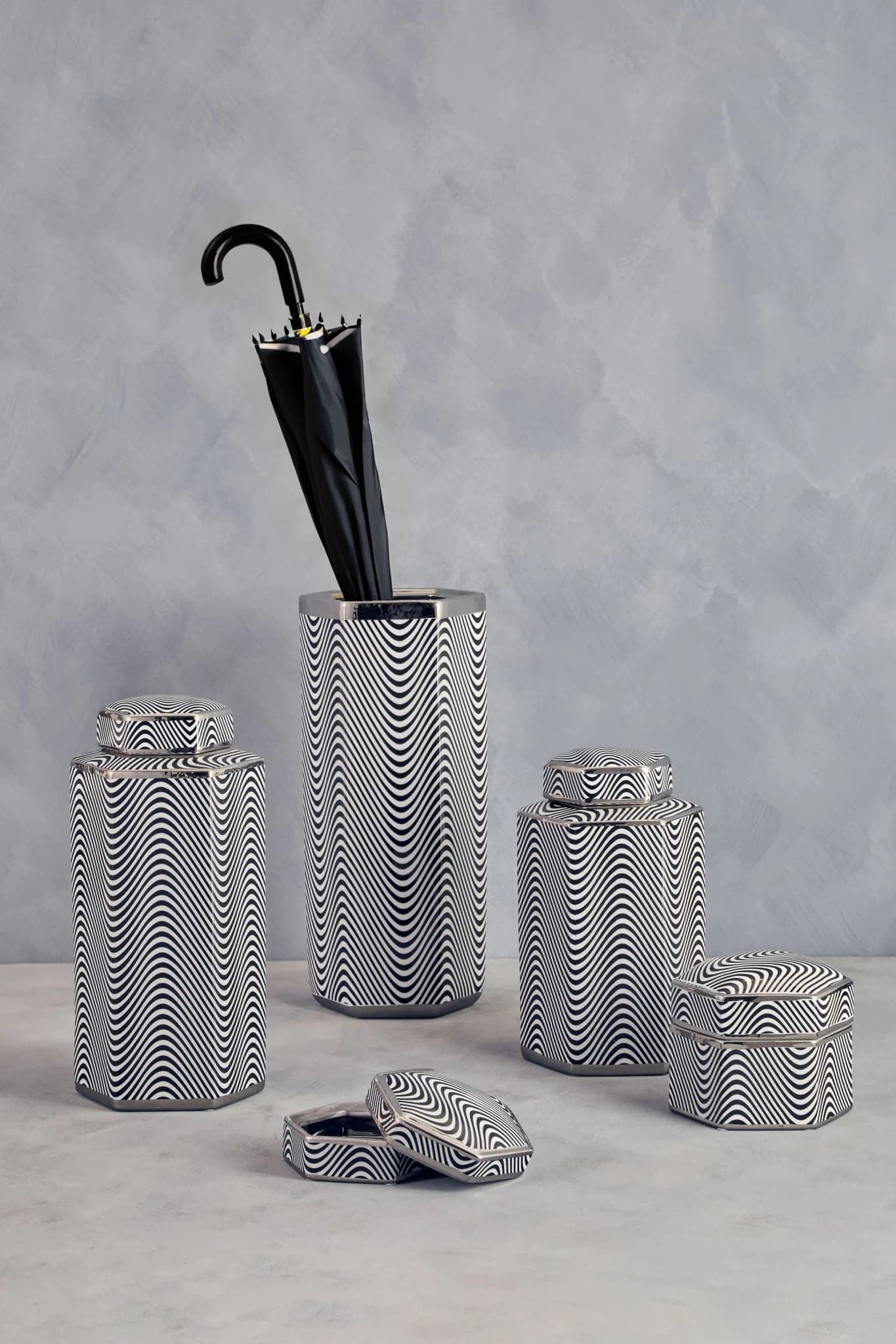Celeste Black and White Hexagon Umbrella Stand - Bookcases & shelving, photo 4 of 8
