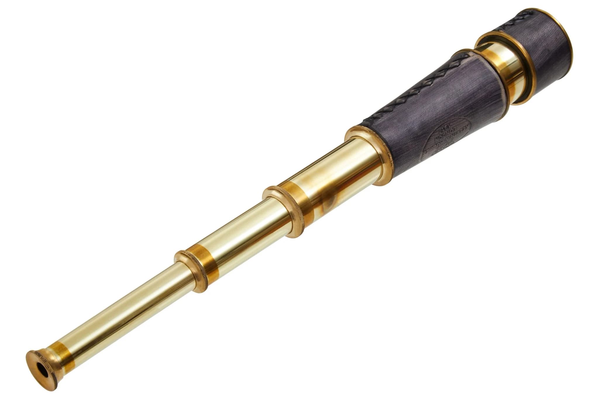 Churchill Brass and Black Leather Effect Tapered Telescope - Decorative, photo 3 of 8