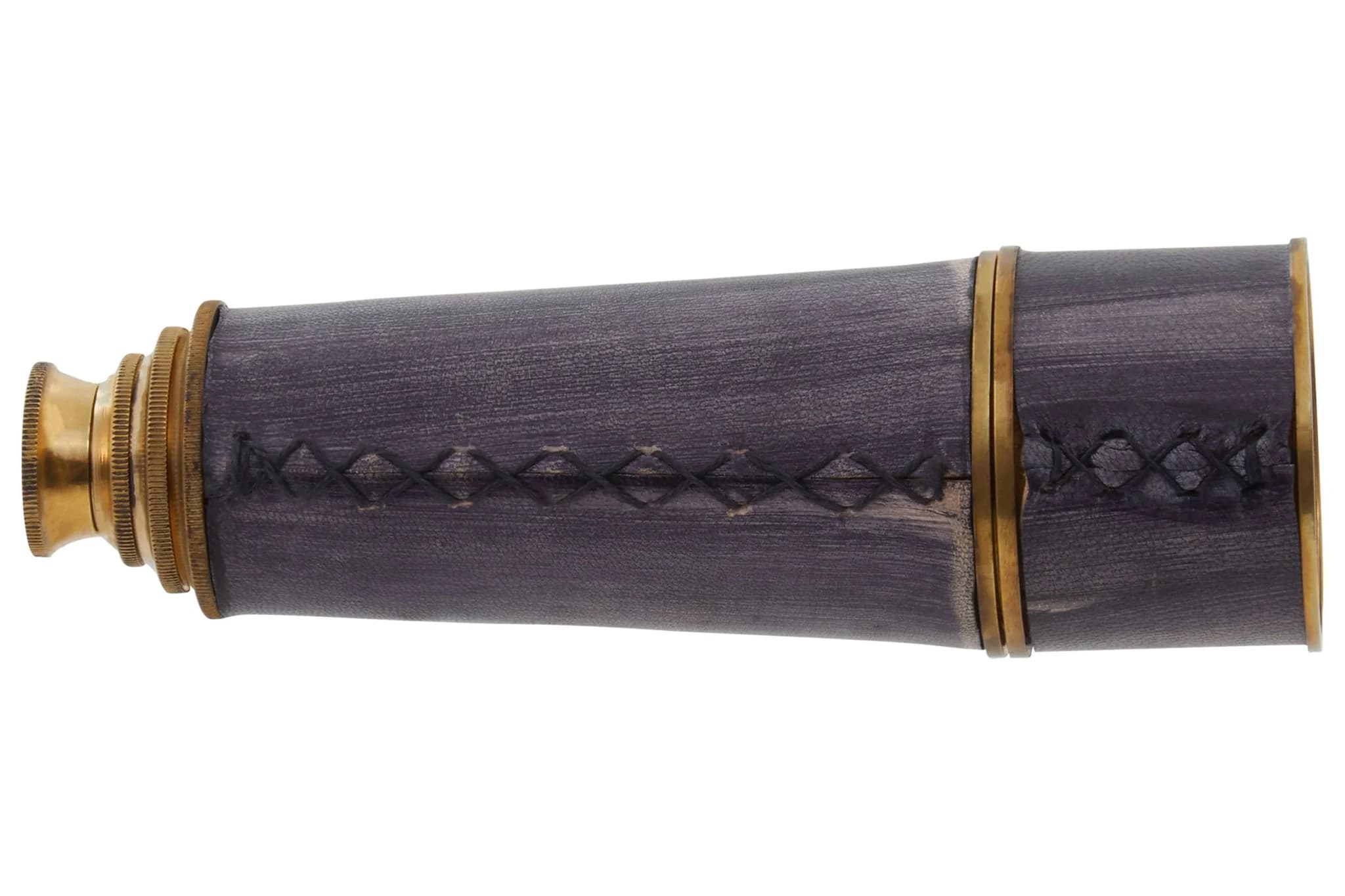 Churchill Brass and Black Leather Effect Tapered Telescope - Decorative, photo 2 of 8