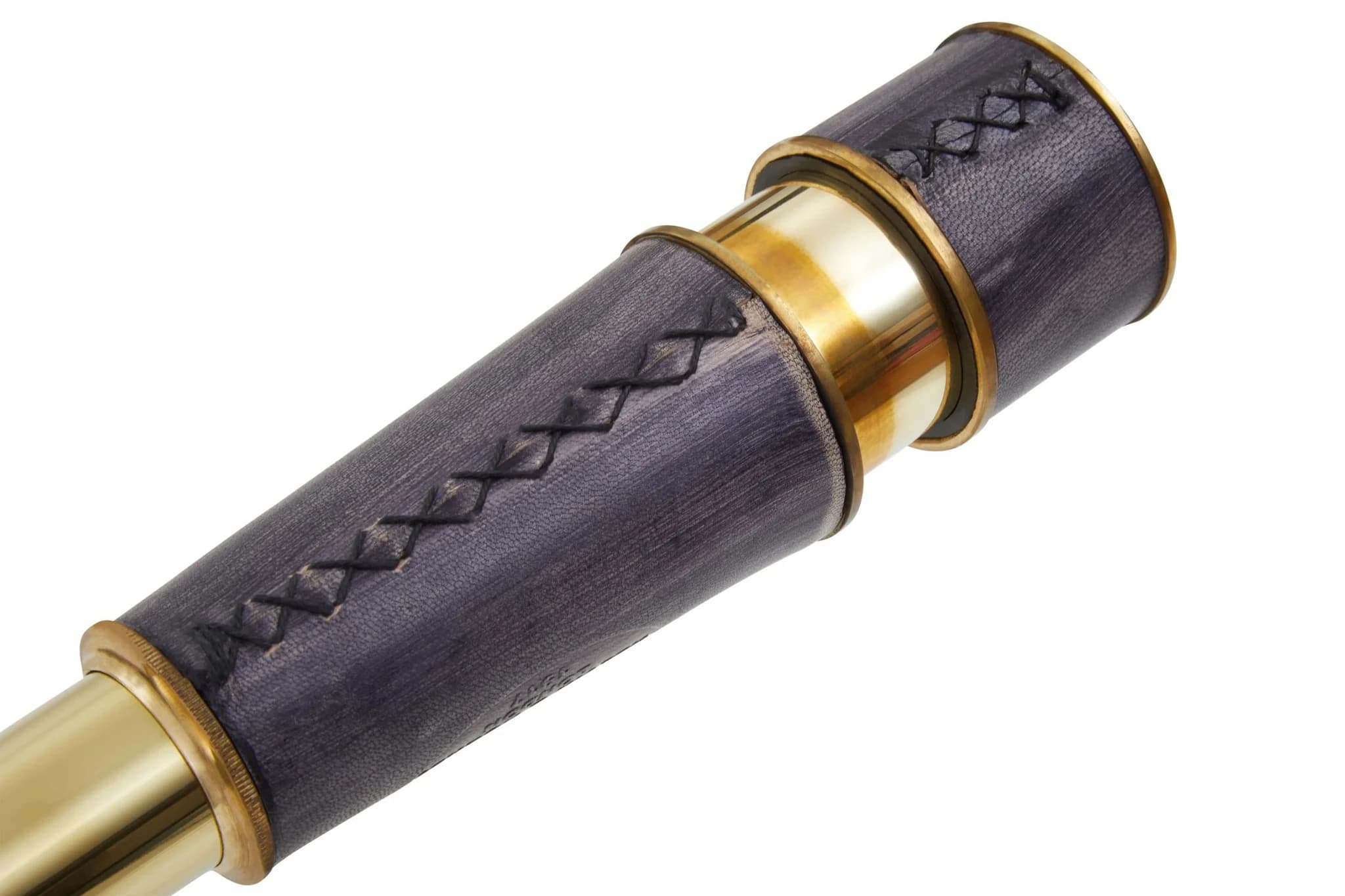 Churchill Brass and Black Leather Effect Tapered Telescope - Decorative, photo 8 of 8