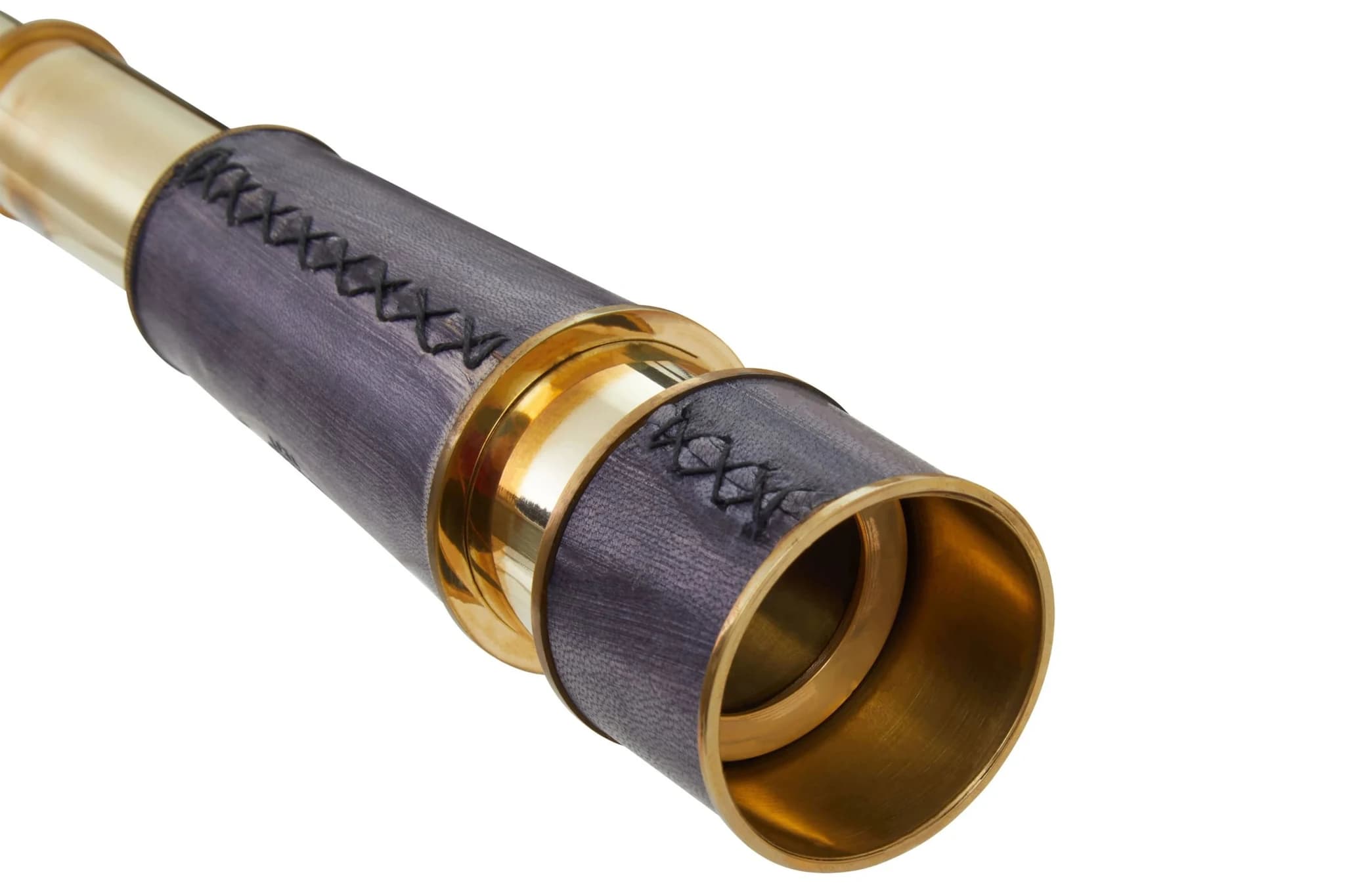 Churchill Brass and Black Leather Effect Tapered Telescope - Decorative, photo 7 of 8