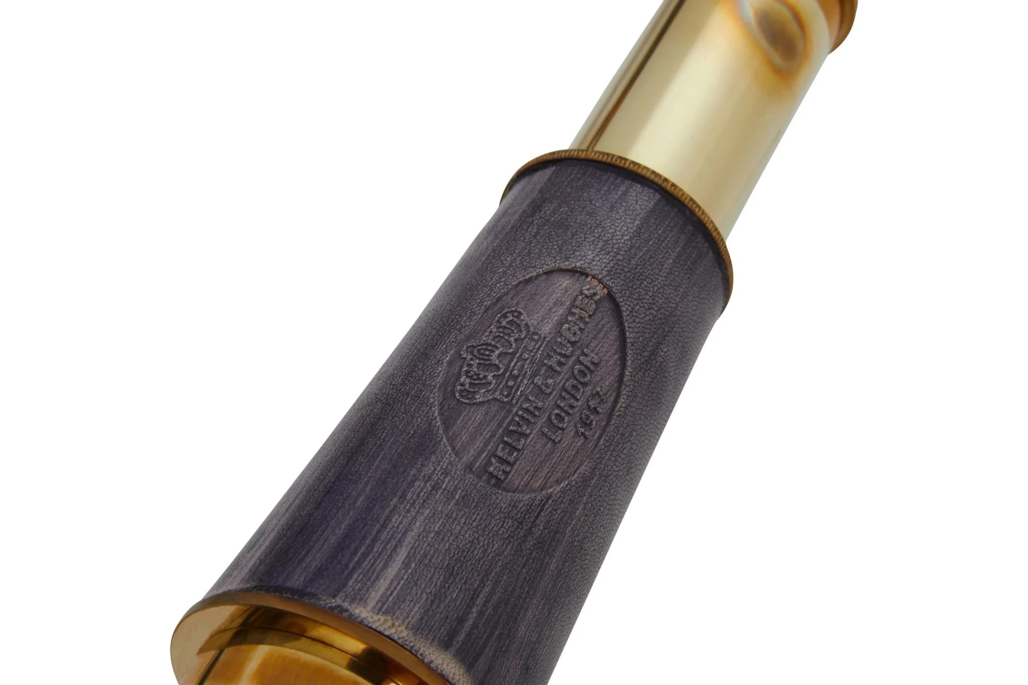 Churchill Brass and Black Leather Effect Tapered Telescope - Decorative, photo 5 of 8