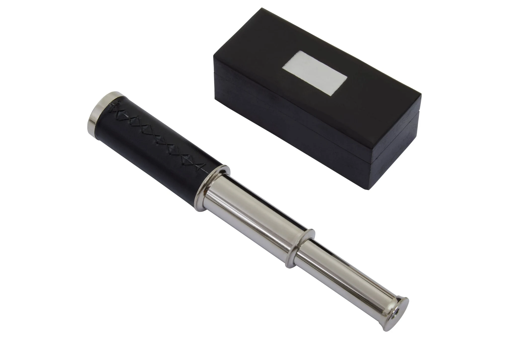Churchill Black Leather Effect Telescope with Box - Decorative, photo 7 of 8