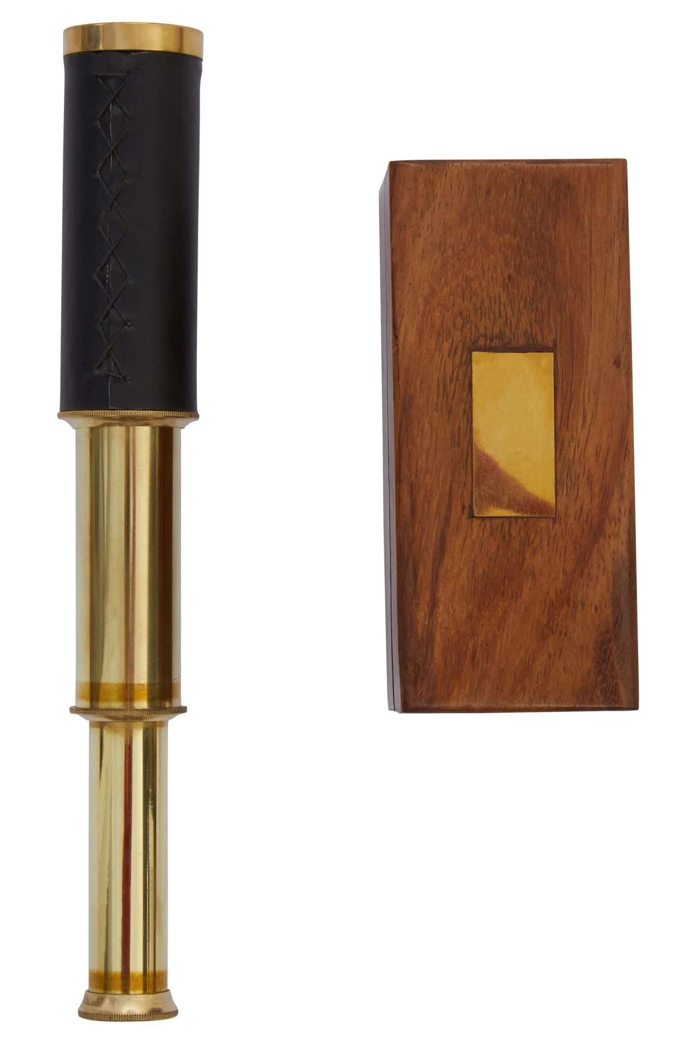 Churchill Brown Leather Effect Telescope With Wooden Box - Decorative, photo 7 of 8