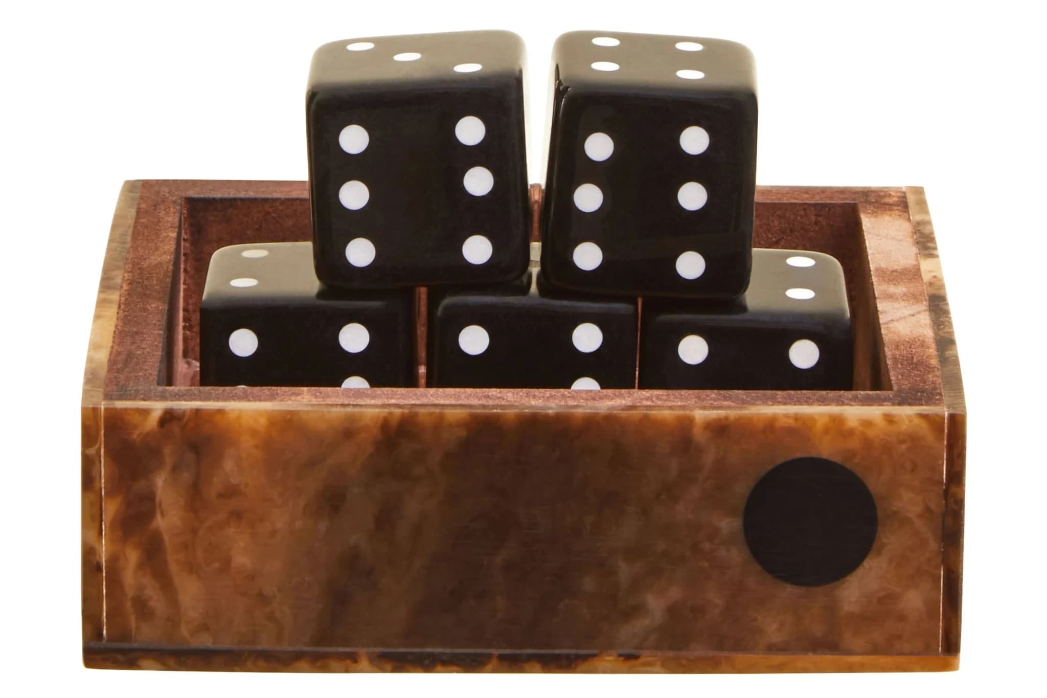 Churchill Games Brown and Black Finish Dice Box With Five Dice - Decorative, photo 5 of 8