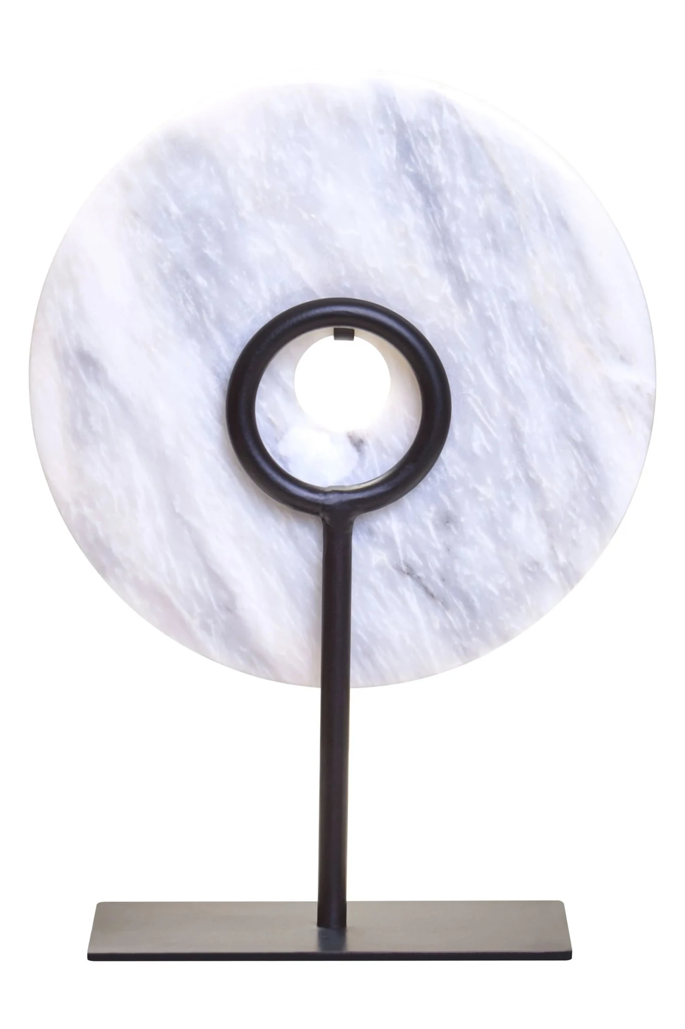 Zoro Small Round Dia 20cm White Marble Disc Sculpture - Decorative, photo 5 of 8