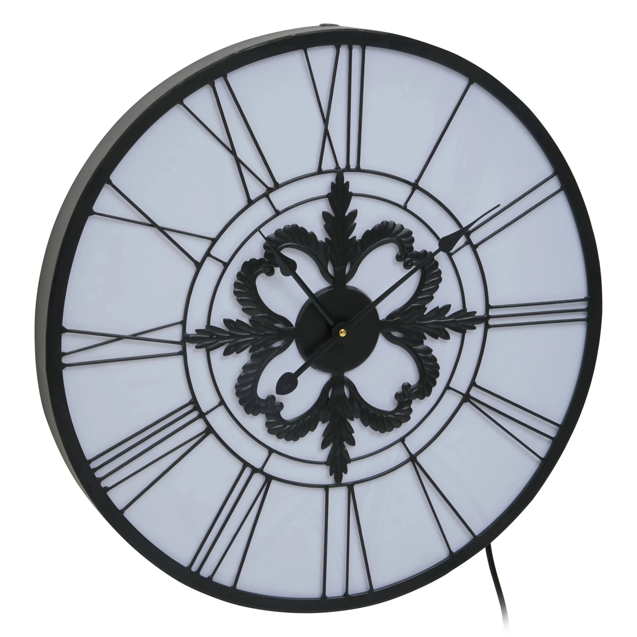 Genova 60cm Dia Black and White LED Wall Clock - Decorative, photo 2 of 5